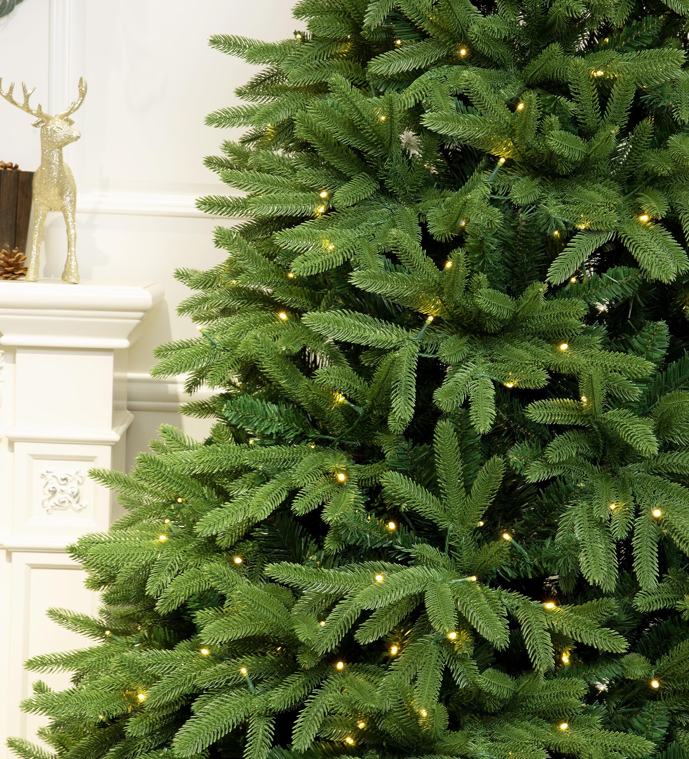 7 Foot Realistic Evergreen Valley Fraser Fir Christmas Tree Prelit with Warm White LED Lights (7ft Pre-lit)