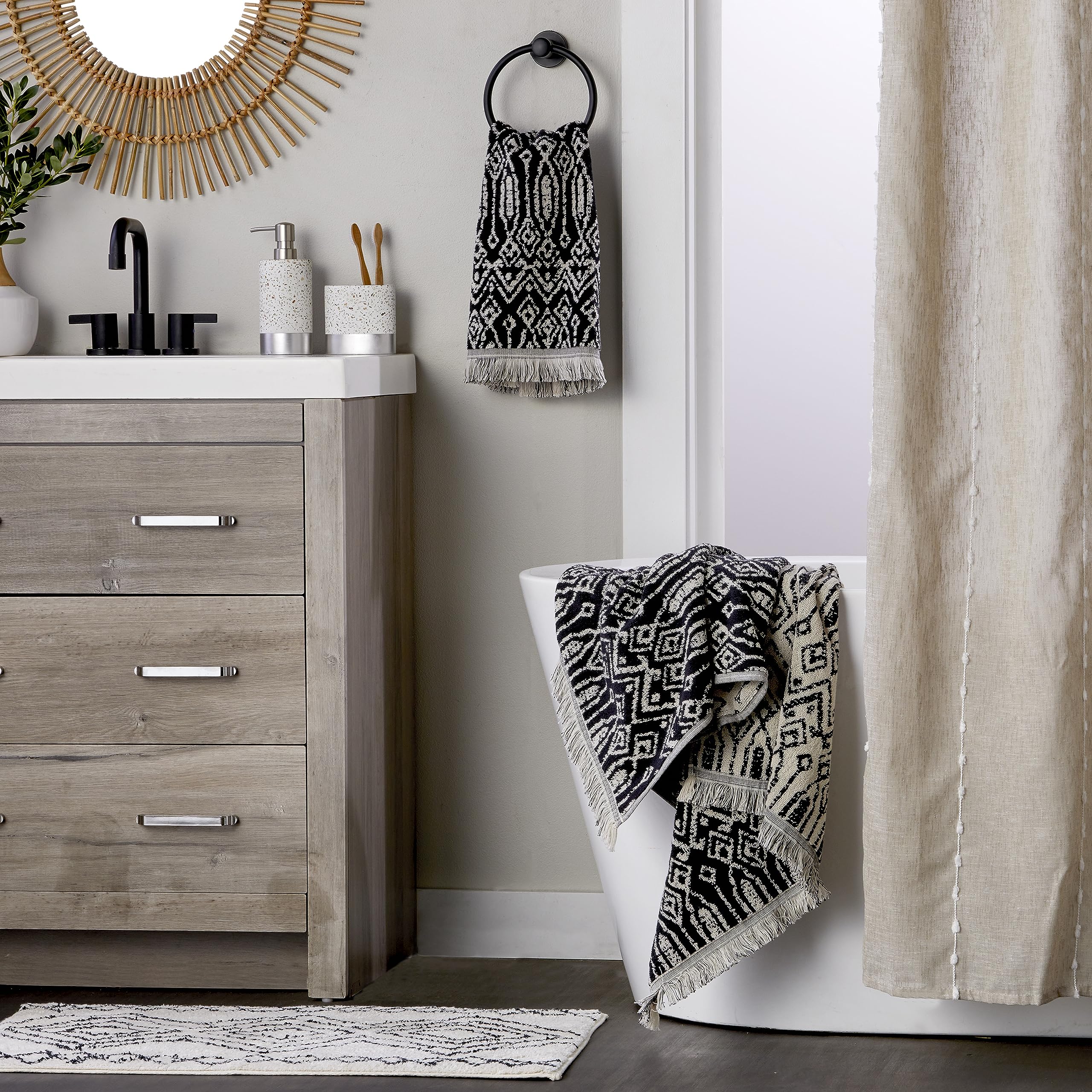 Skl Home Nador Jacquard Bath Towel, Black
