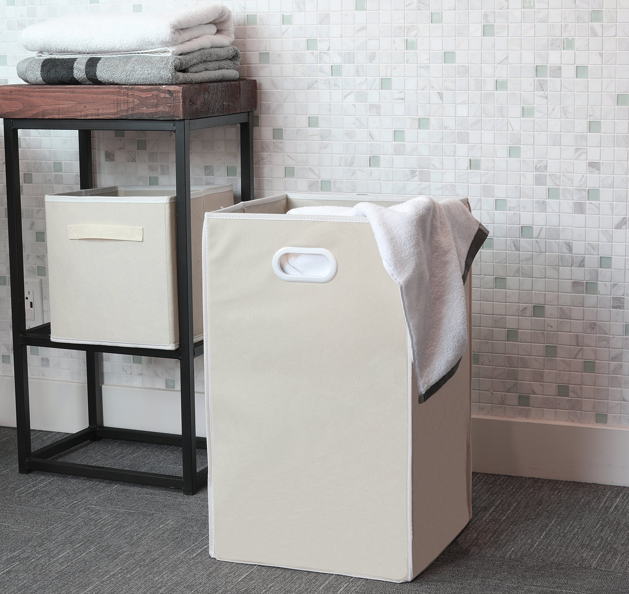 Simple Houseware Foldable Closet Laundry Hamper Basket, Beige