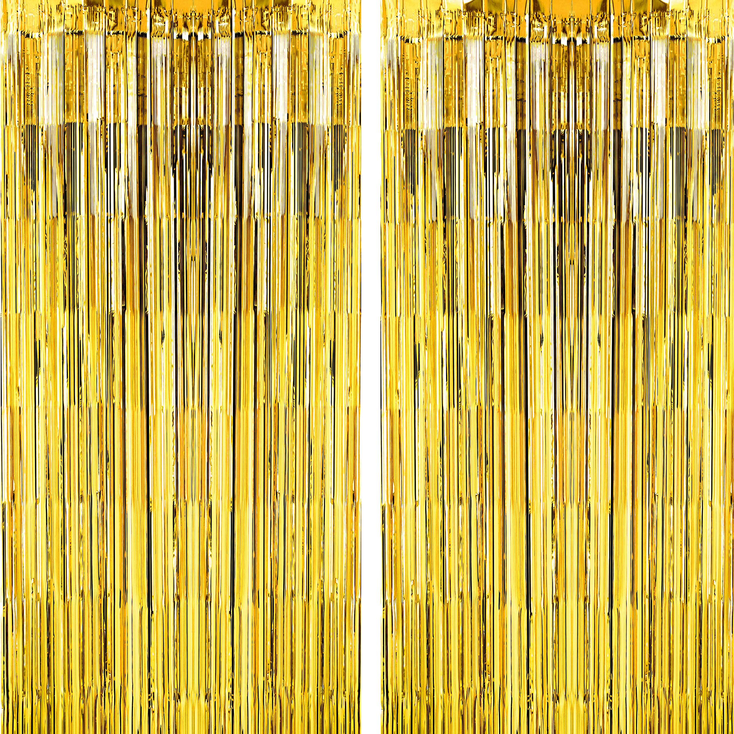 Gold Tinsel Foil Fringe Curtains - Wedding Birthday Baby Shower Graduation Bachelorette Engagement Anniversary New Year Eve Part