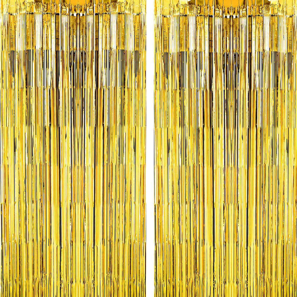 Gold Tinsel Foil Fringe Curtains - Wedding Birthday Baby Shower Graduation Bachelorette Engagement Anniversary New Year Eve Part