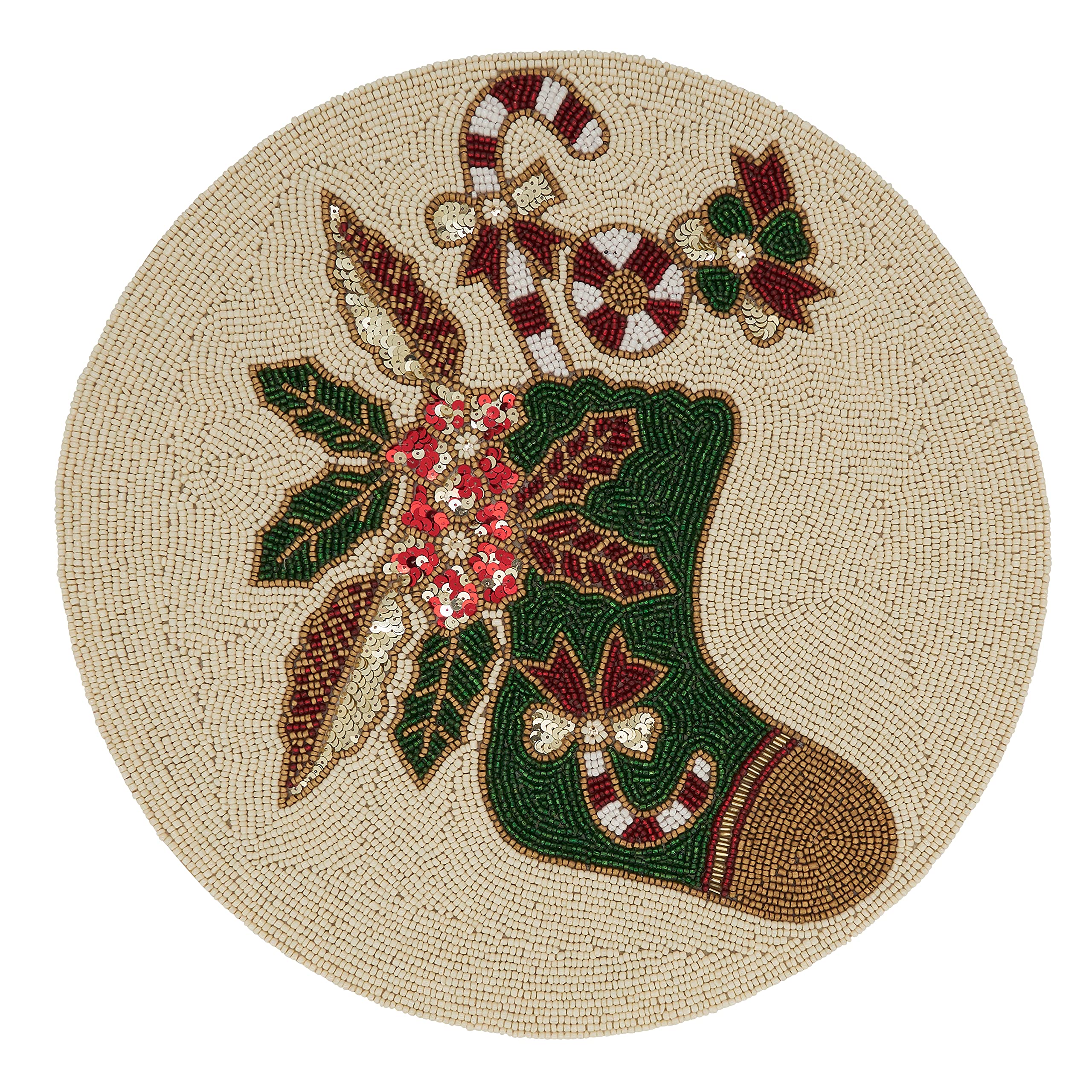 Beaded Christmas Stocking Placemats (Set Of 4)