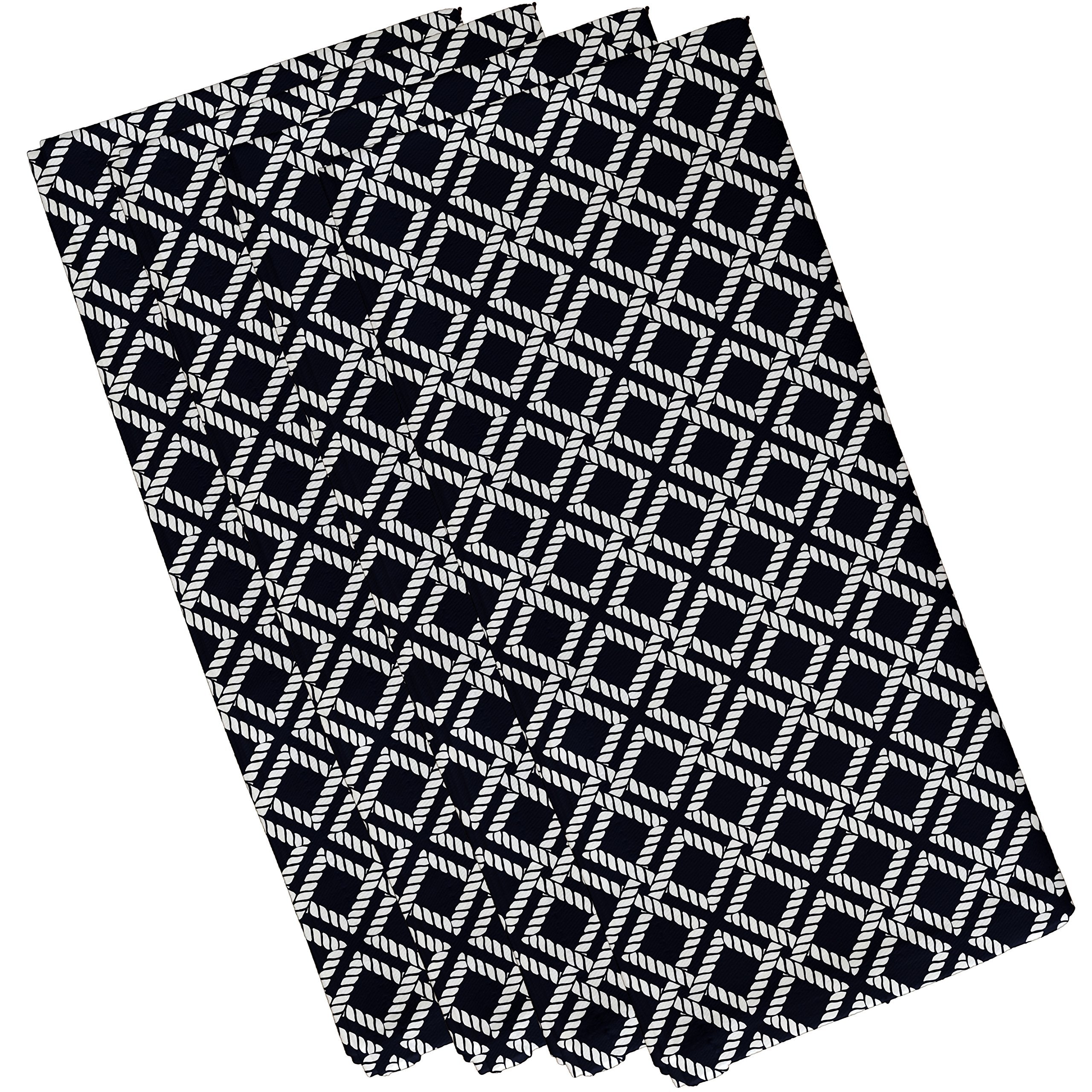 E By Design N4Gn408Bl14 19 X 19 Rope Rigging, Geometric Napkin, Navy Blue
