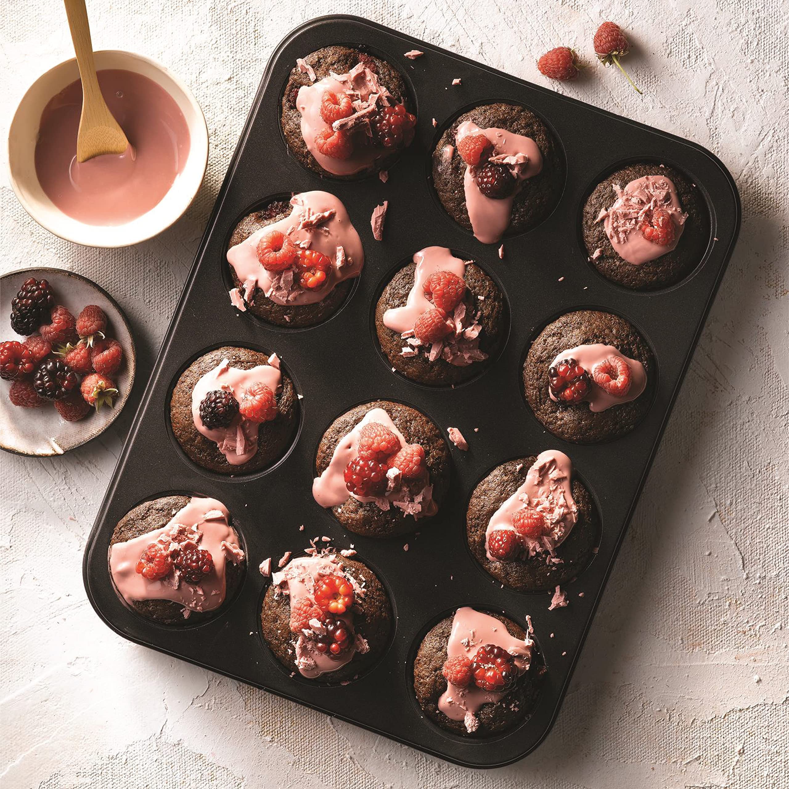 Baker'S Secret 12Cup Muffin Pan Cupcake Nonstick Pan - Carbon Steel Pan Muffins Cupcakes 2 Layers Non Stick Coating Easy Release