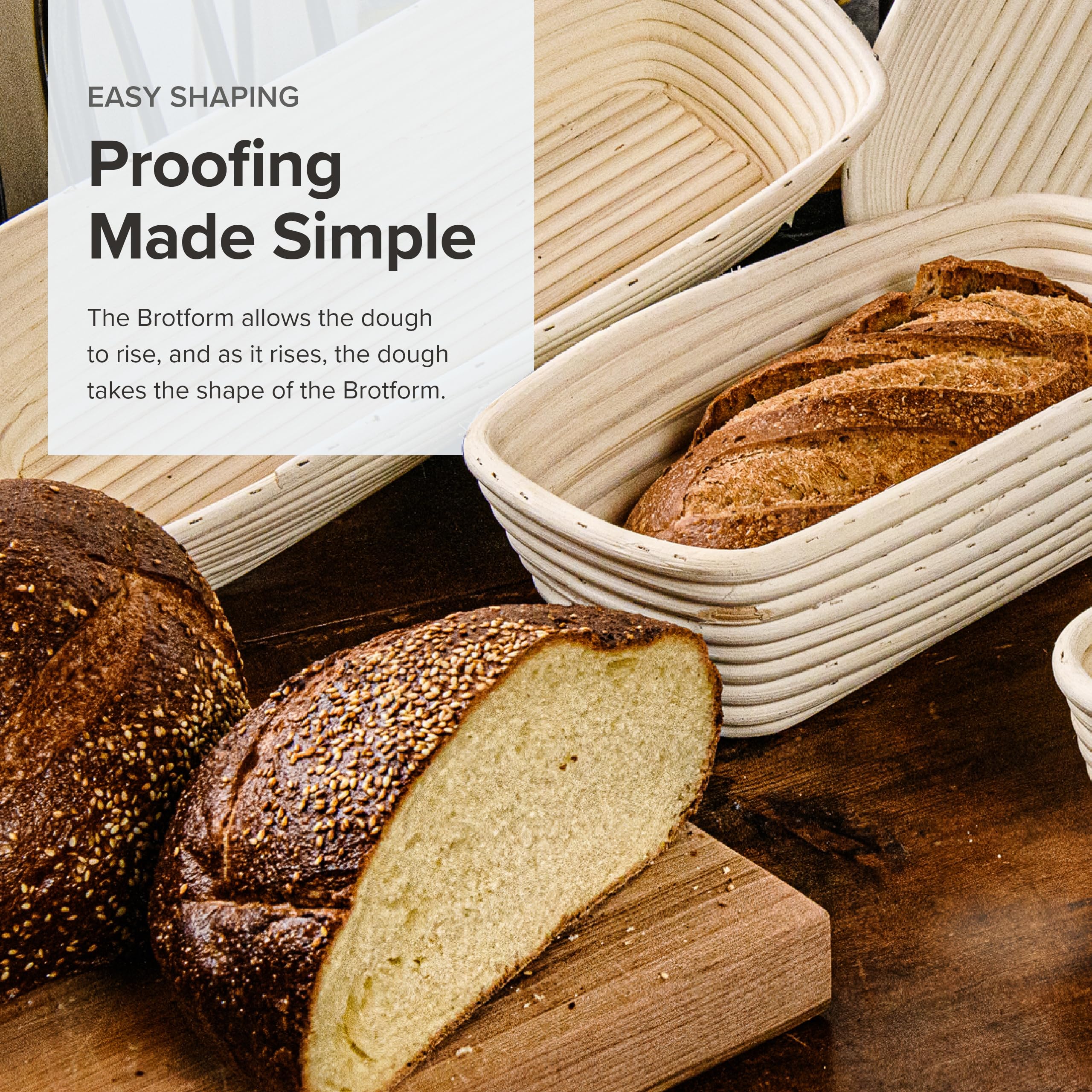 Frieling Proofing Basket - 12" x 5.5" Natural Cane Brotform, Beige, Model 3005