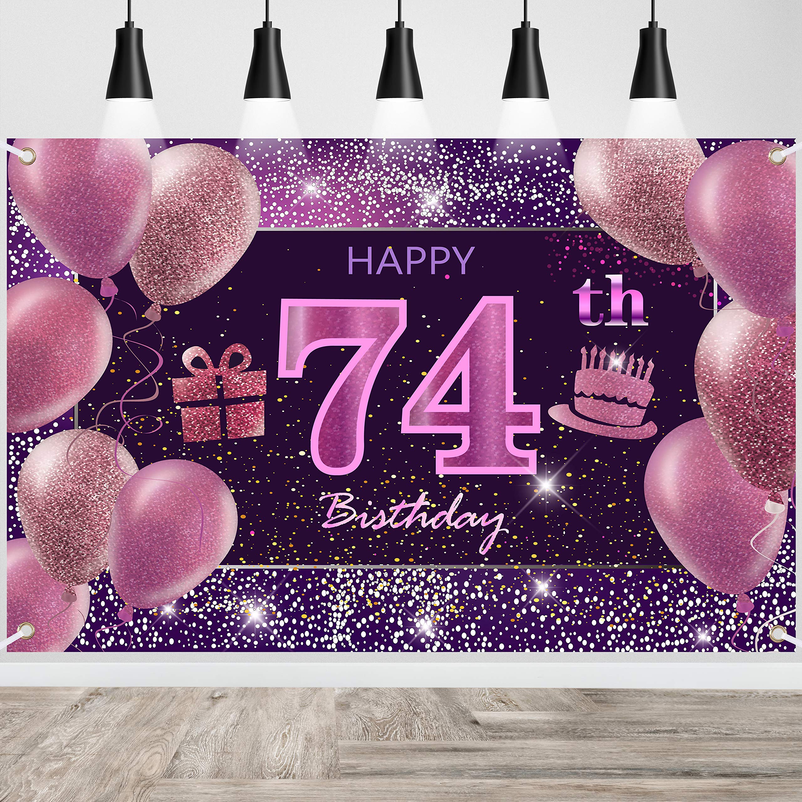 74Th Birthday Decorations For Girls Imisi Happy Birthday Banner Pink Decorations For A Party Birthday Backdrop For Women