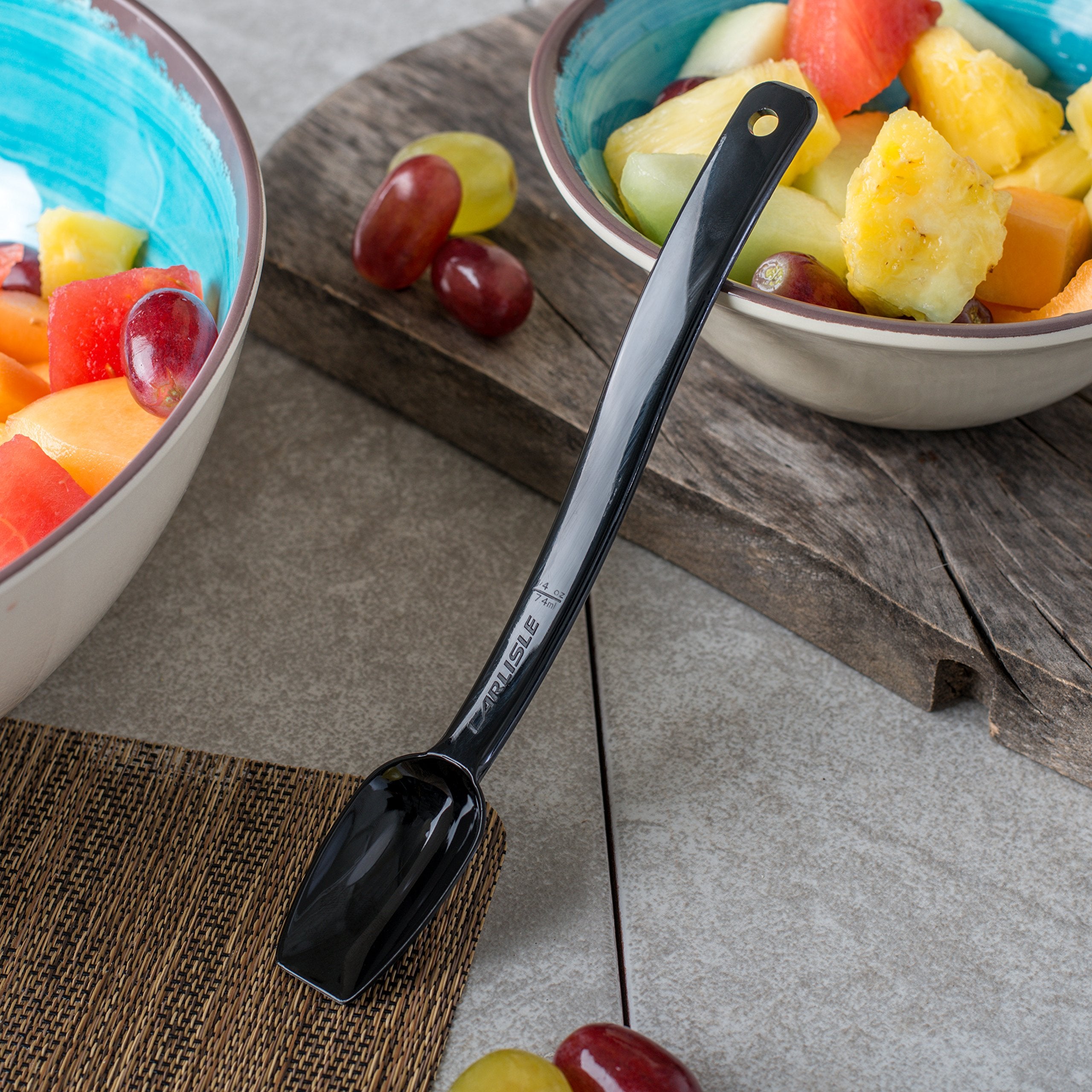 Carlisle Foodservice Products Plastic Solid Spoon, 8 Inches, Black, (Pack Of 12)