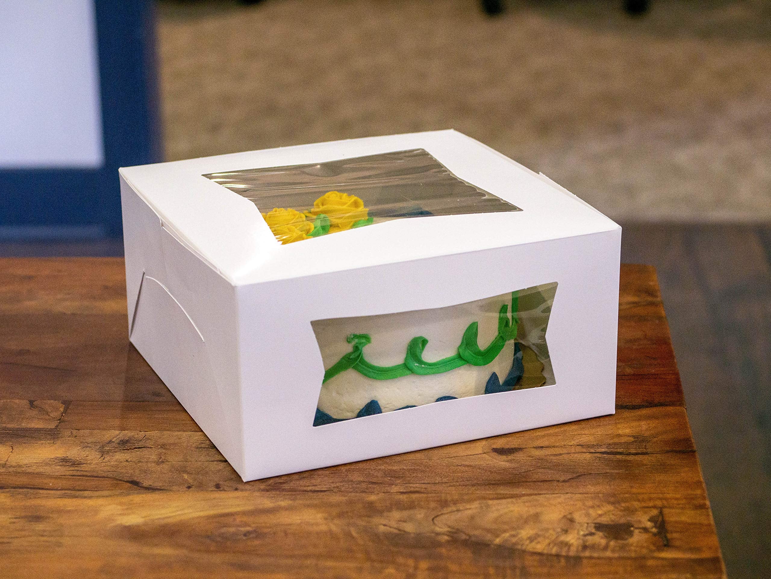 Southern Champion Tray 23053 Paperboard White Lock Corner Window Bakery Box, 10'' Length X 10'' Width X 5'' Height (Case Of 150)