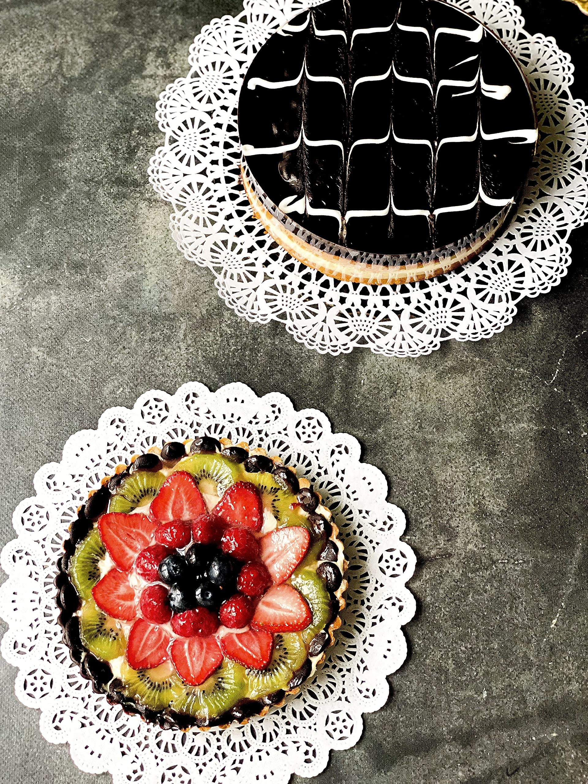 Combo Pack 10-Inch Doilies - White Black Paper Lace And Metallic Silver Gold Foil- Assorted Styles And Colors By The Baker Celeb