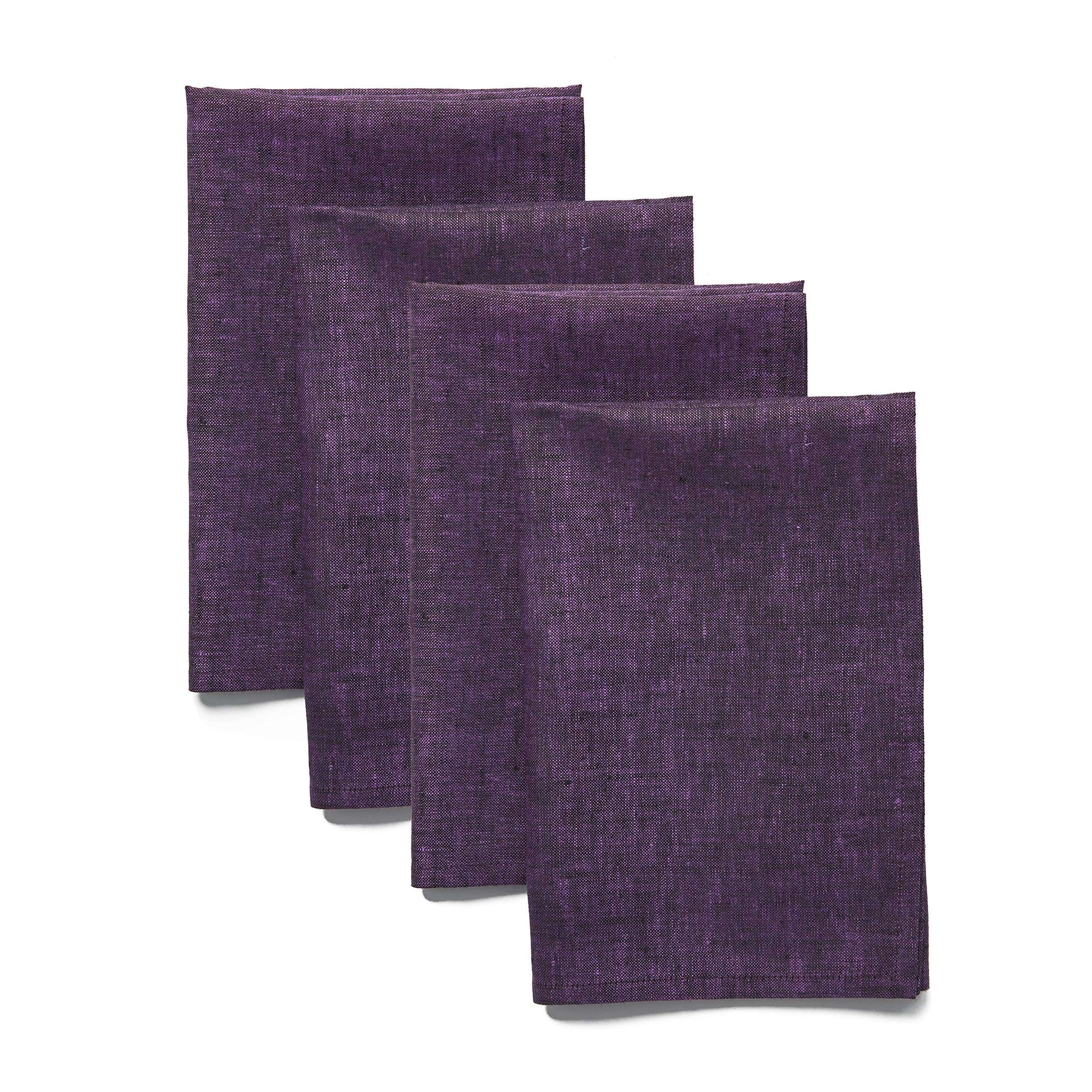 Solino Home Linen Dinner Napkins 20 X 20 Inch - 100% Pure Linen Grape Cloth Napkins Set Of 4 For Spring, Easter - Athena, Handcr