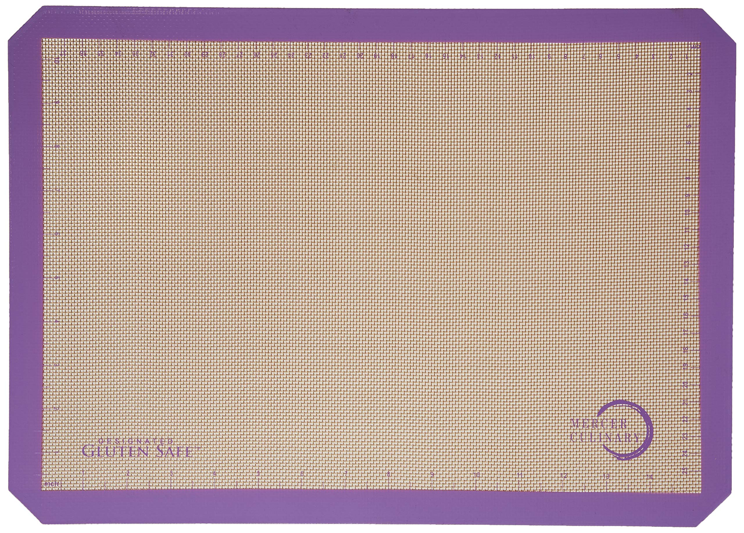 Mercer Culinary Silicone Bake Mat, Half Size, 11 7/8-Inch By 16 1/2-Inch, Purple Border