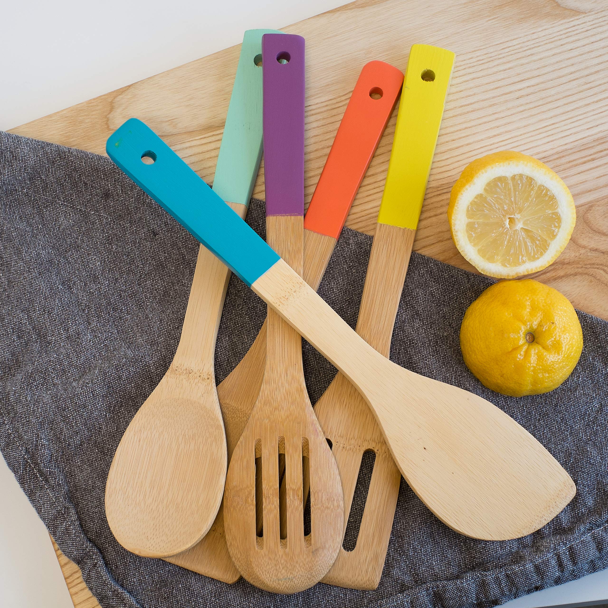 Now Designs Bamboo Utensils Set of 5 - Multicolor, Eco-Friendly, Model 5044001, 1 EA