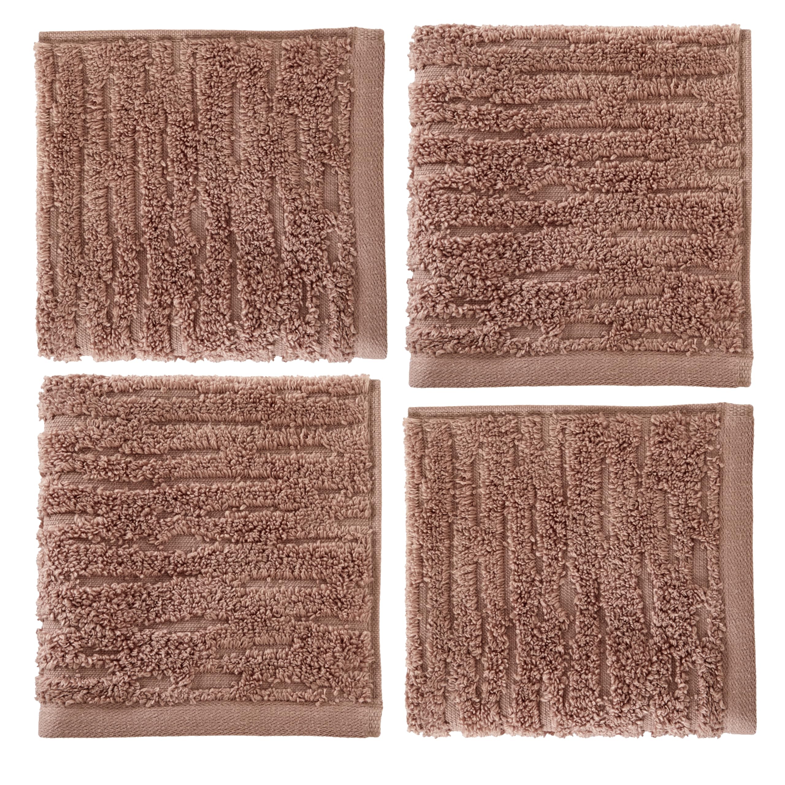 Skl Home Cloudsoft Cotton Luxury 4-Piece Washcloth Set, Clay