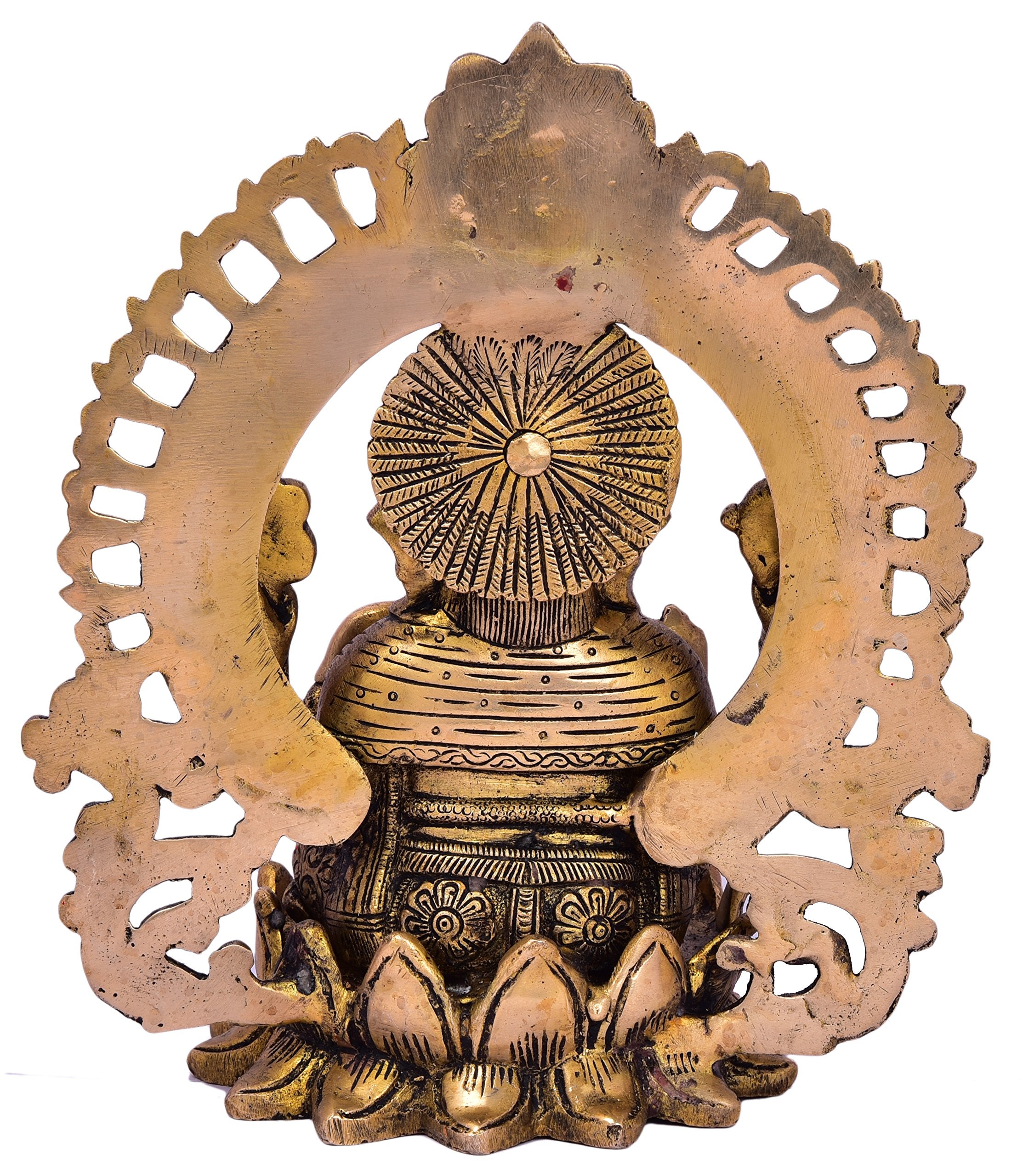 Kalarambh Brass Lotus Ganesha/Ganesh/Ganpati Idol Murti Statue For Home Pooja Puja Mandir Decor Collectible Handicraft Art, Yell