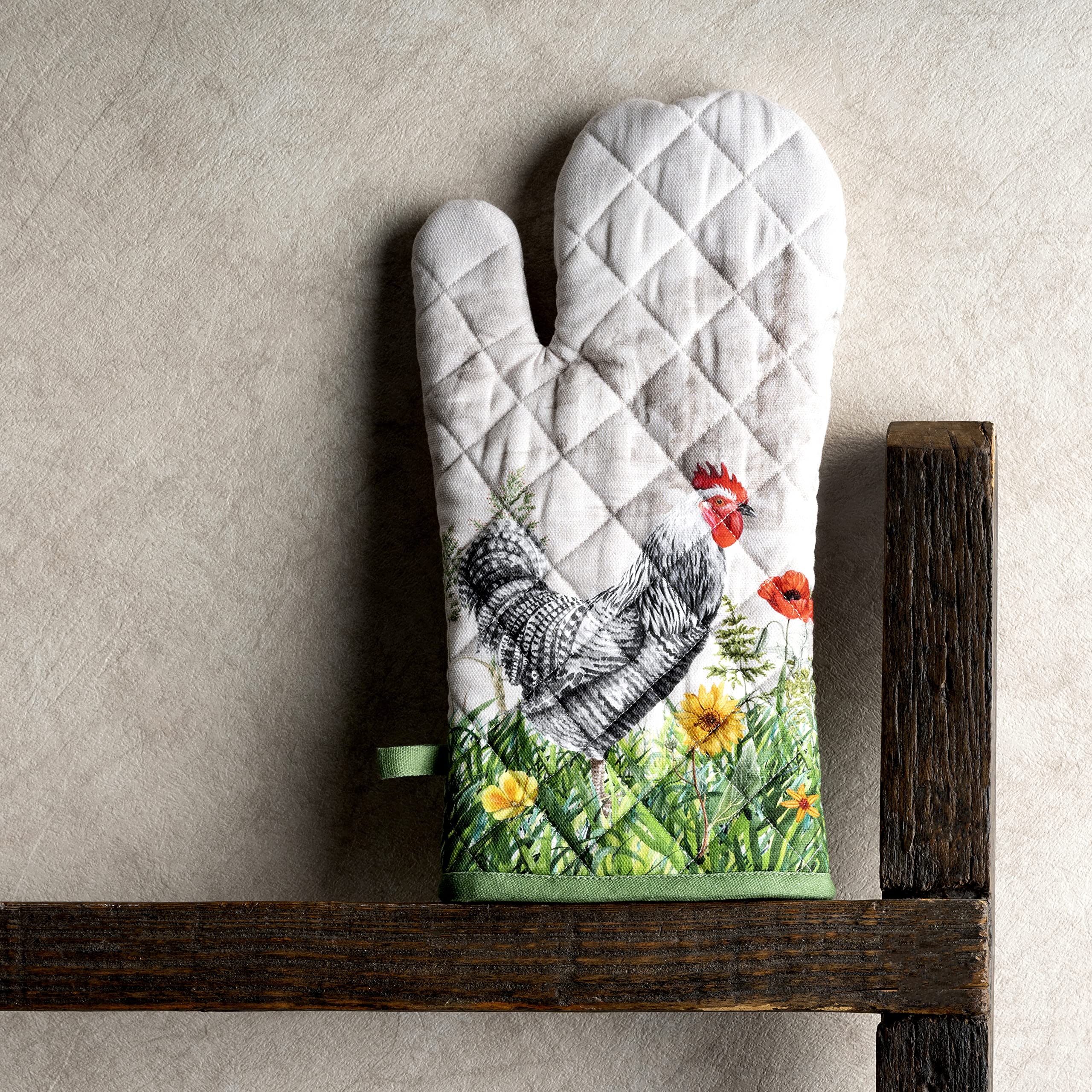 Maison D' Hermine Oven Gloves 100% Cotton Oven Mitt Heat Resistant Bbq Cooking Gloves With Loop For Gifts, Grilling, Microwave,