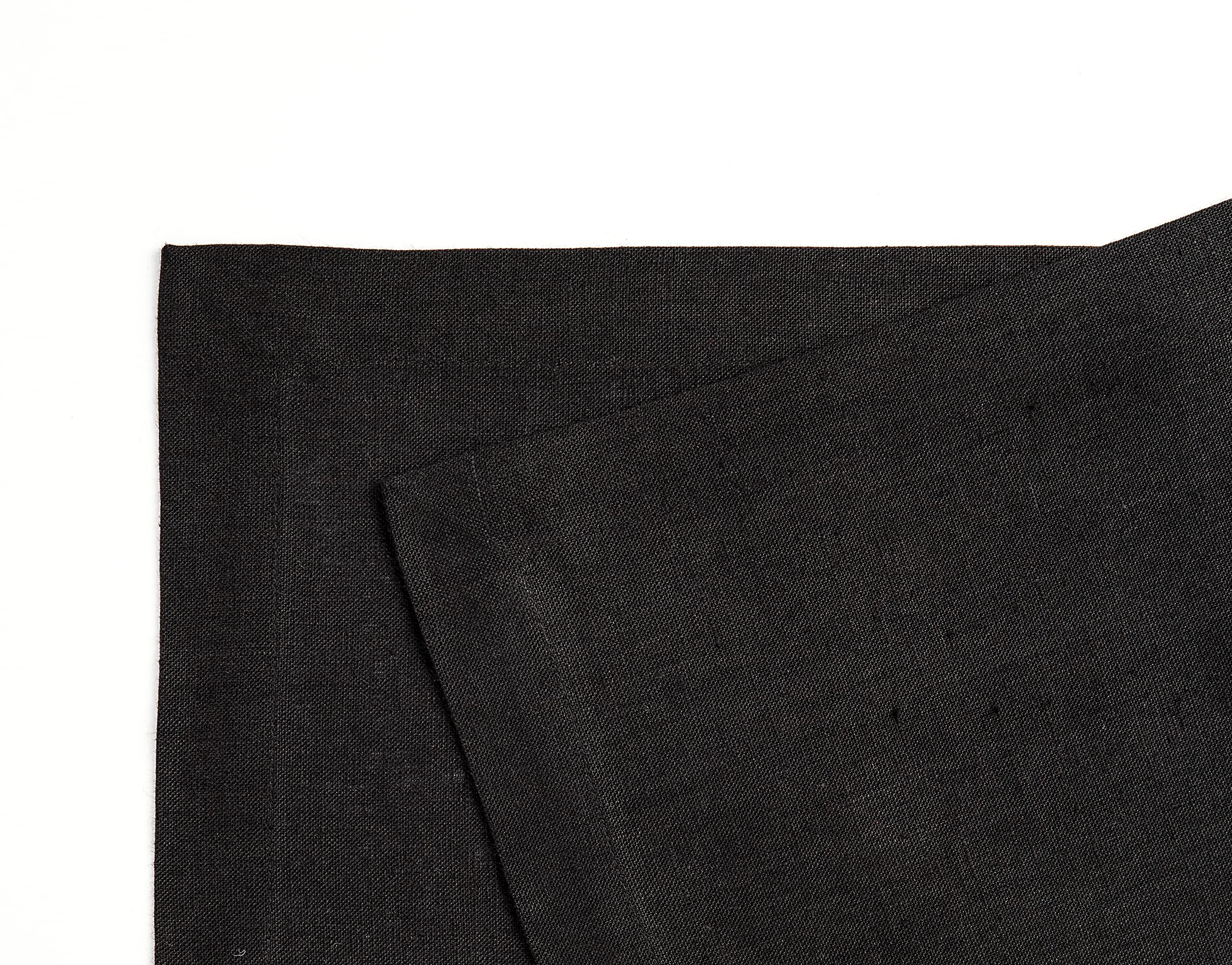 Solino Home Linen Placemats 19'' L X 14'' W Inch - 100% Pure Linen Black Cloth Placemats Set Of 6 - Fete, Washable Fabric Place