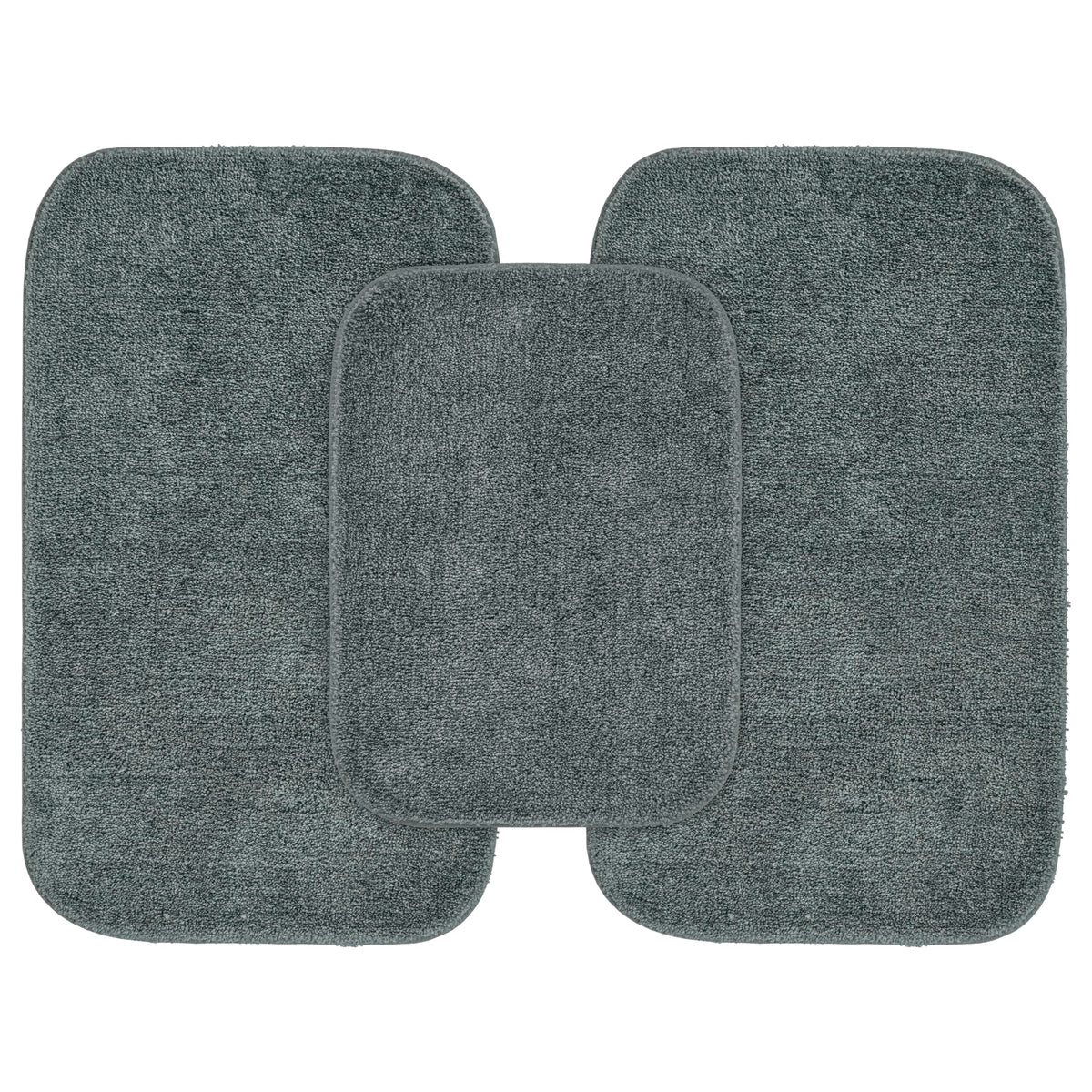 Garland Rug Traditional Nylon Washable Dark Gray 3 Bath Rugs (17 X 24, 21 X 34, 21 X 34) - Soft, Absorbent, And Styl