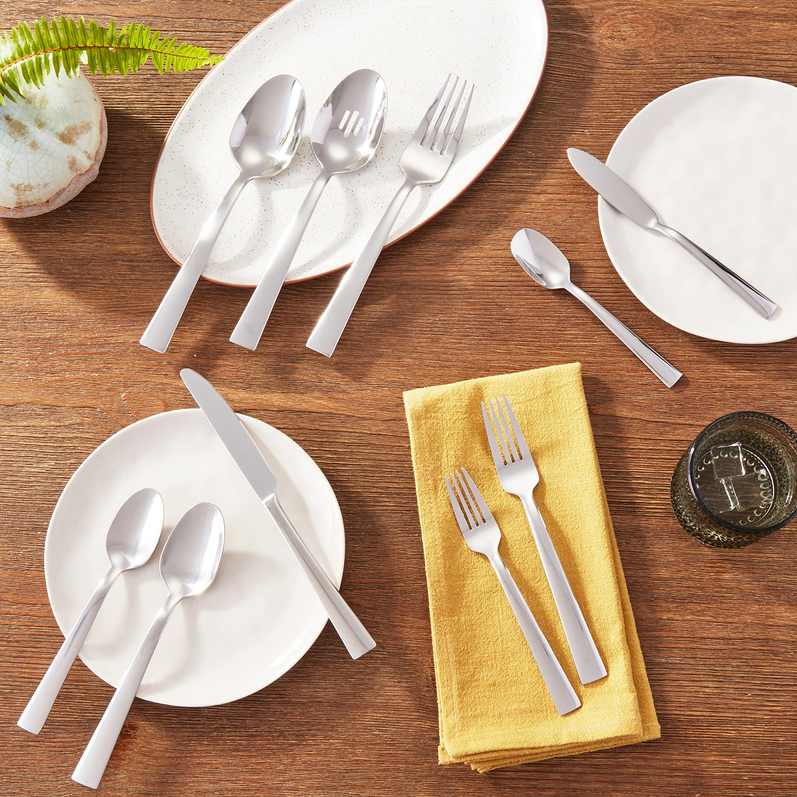 Oneida Madison Avenue 45 Piece Casual Flatware Set, 18/0 Stainless, Service For 8,Silver,45Pc