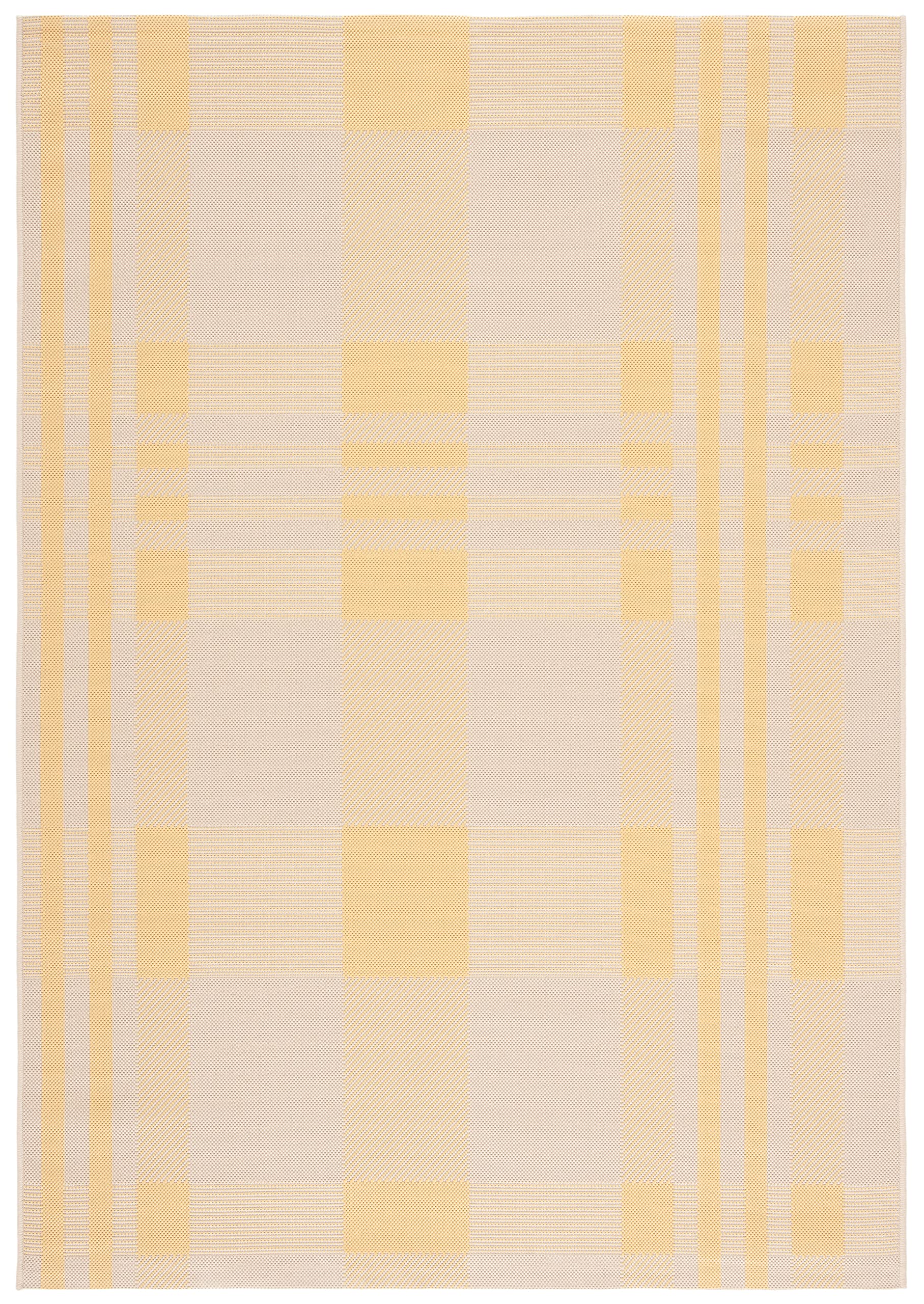 SAFAVIEH Courtyard Collection 2 x 37 Gold/Beige CY6201 Plaid Indoor/ Outside Waterproof Easy cleansingPatio Backyard Mudroom A