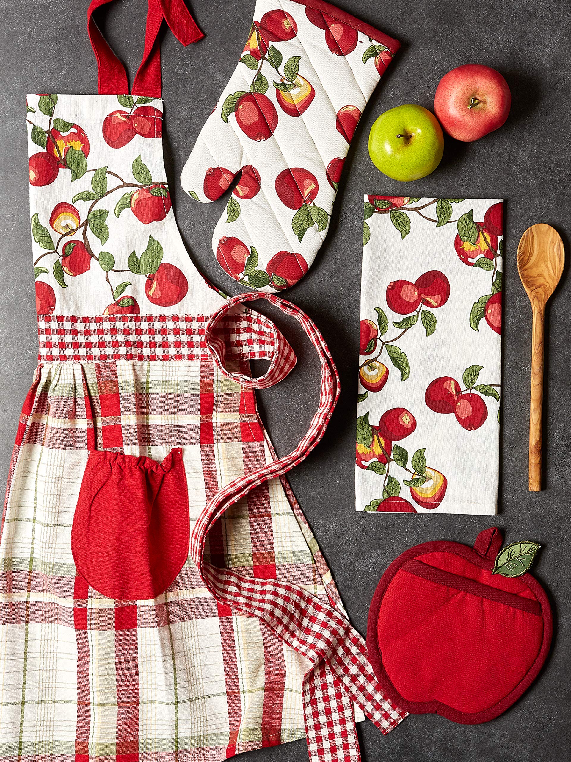 Dii Kitchen Gift Set Collection, Pot Holder, Oven Mitt & 2 Dish Towels, Apple Orchard, 4 Piece