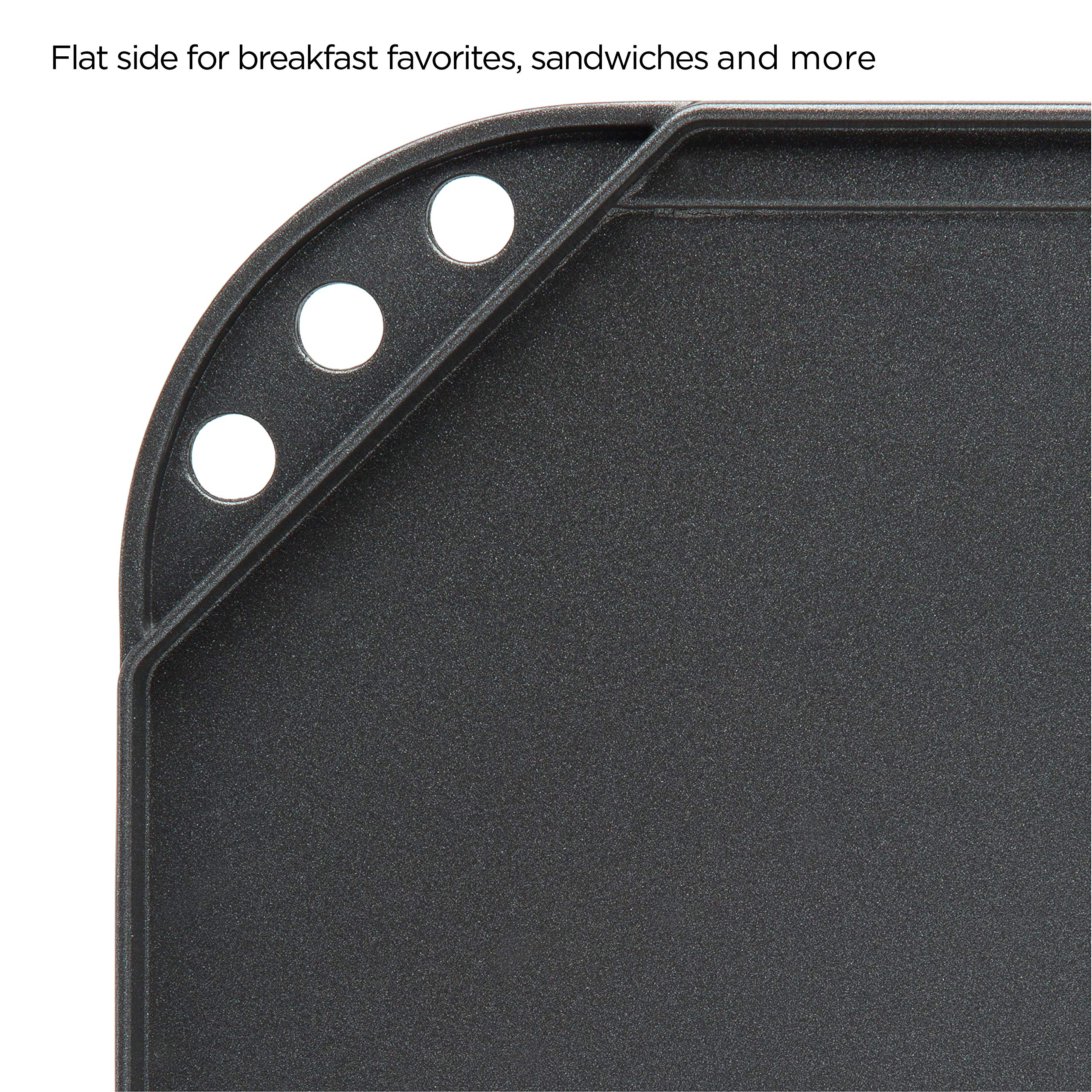 Ecolution Non-Stick Double Burner Family Pan - 19.5"x11" Cast Aluminum Reversible Grill/Griddle, Dishwasher Safe, Black