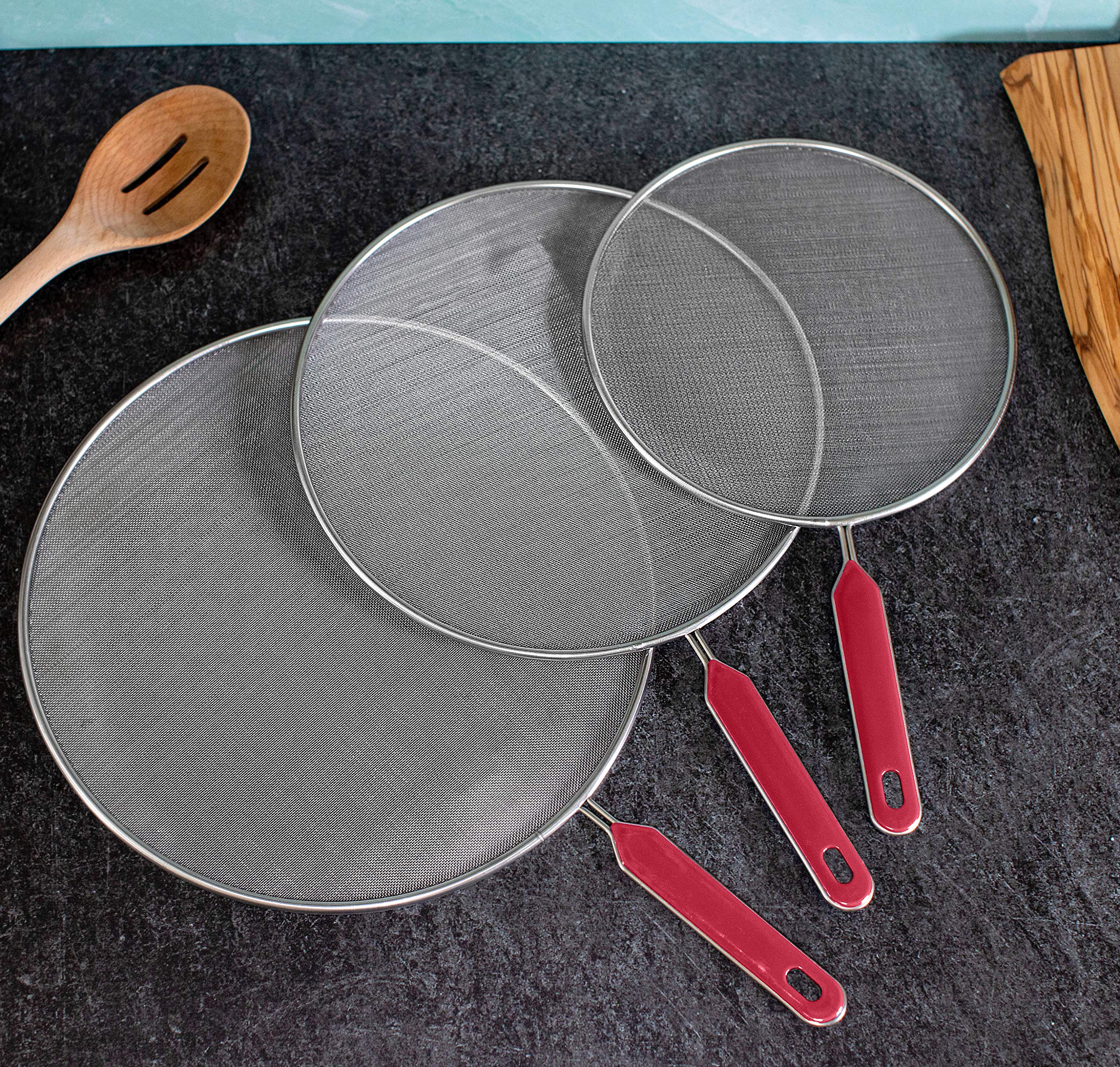 Bitimexhome Grease Splatter Screen For Frying Pan Cooking Set Of 3 (8'', 10'' And 11'') Fine Mesh Iron Skillet Lid Guard Shield