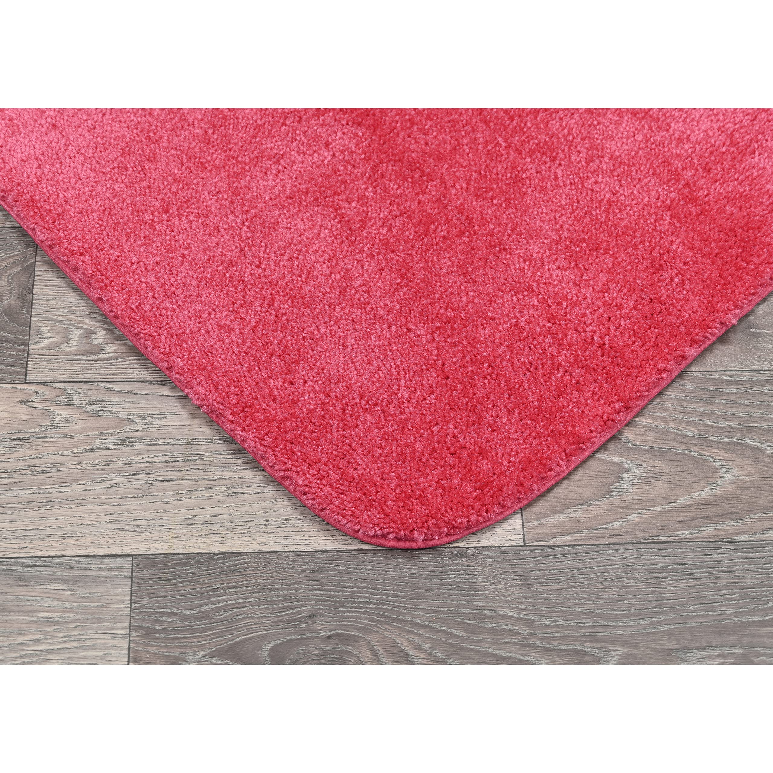 Garland Rug Traditional Nylon Washable Pink Hibiscus 2 Bath Rugs (21 X 34, 22 X 60) - Soft, Absorbent, And Stylish For Y