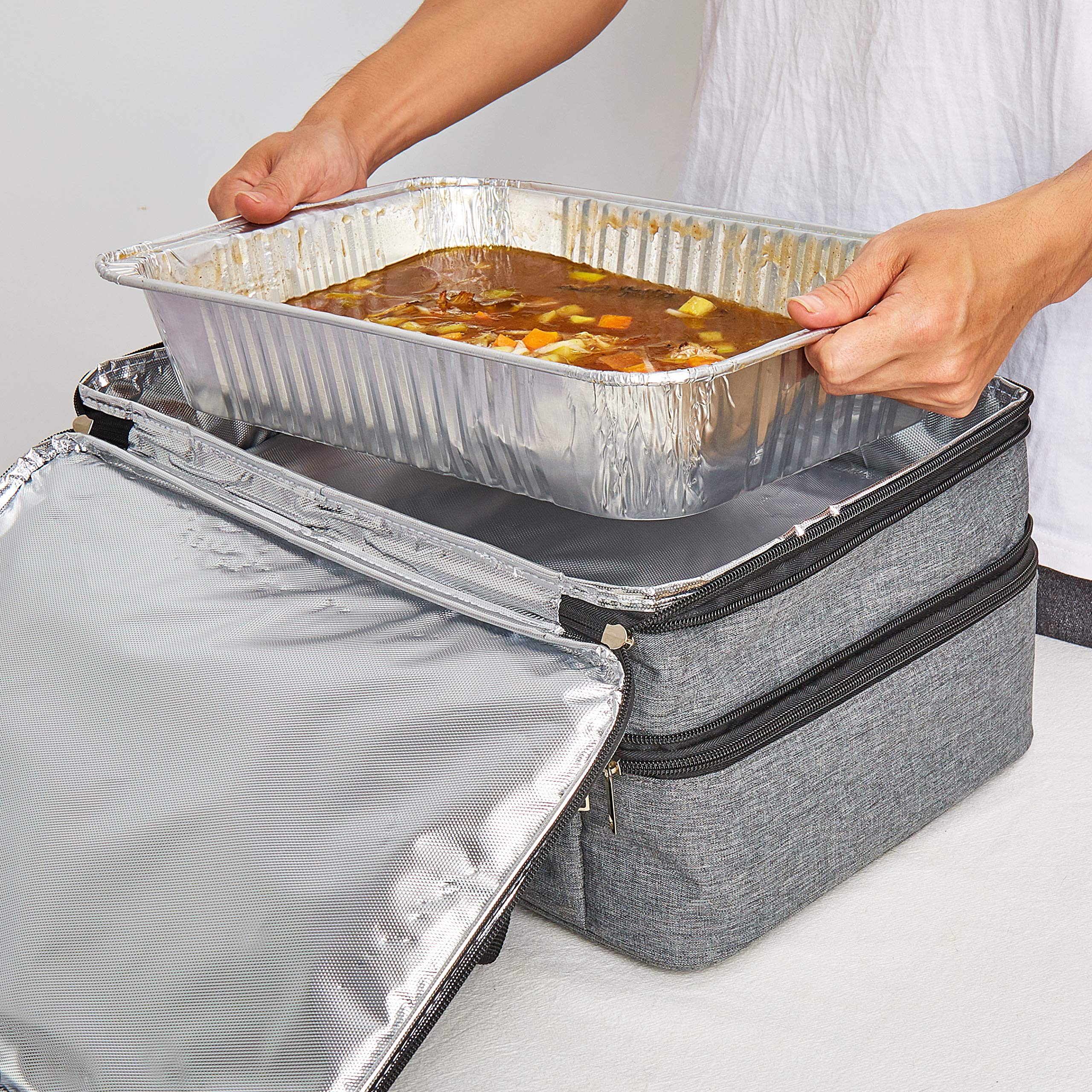 Fatolxx Insulated Casserole Dish Carrier Bag - Food Carriers For Hot Or Cold Travel Potluck Parties,Picnic,Cookouts,Beach (Grey)