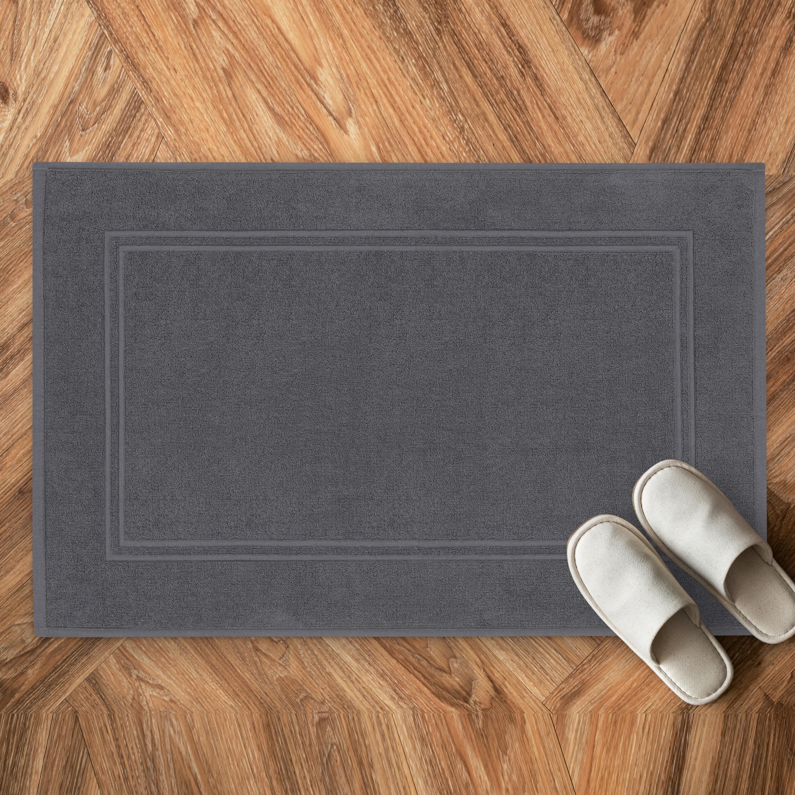 Tens Towels 100% Cotton Bath Mats 20 x 32 Inches  (Not a Bathroom Rug)  Super Absorbent  Hotel Quality Premium Floor Towels  Luxurious Soft & Quick Dry (Pack of 2  Dark Grey)