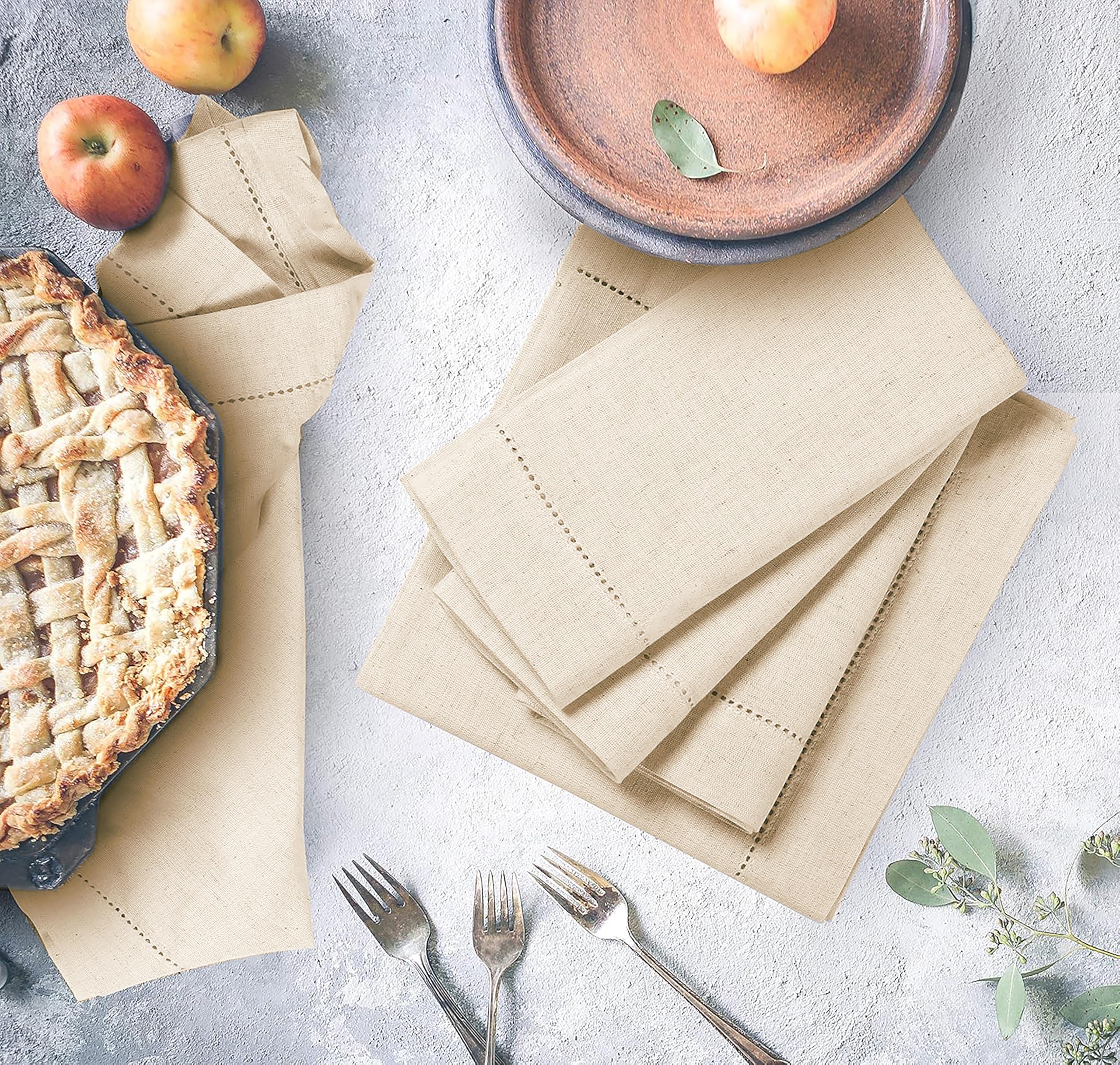 Linen Cloth Napkins,Beige Linen Cloth Napkins,Linen Hemstitched Napkin,Wahsable Cloth Napkin,Linen Cloth Napkins Set Of 12,Linen