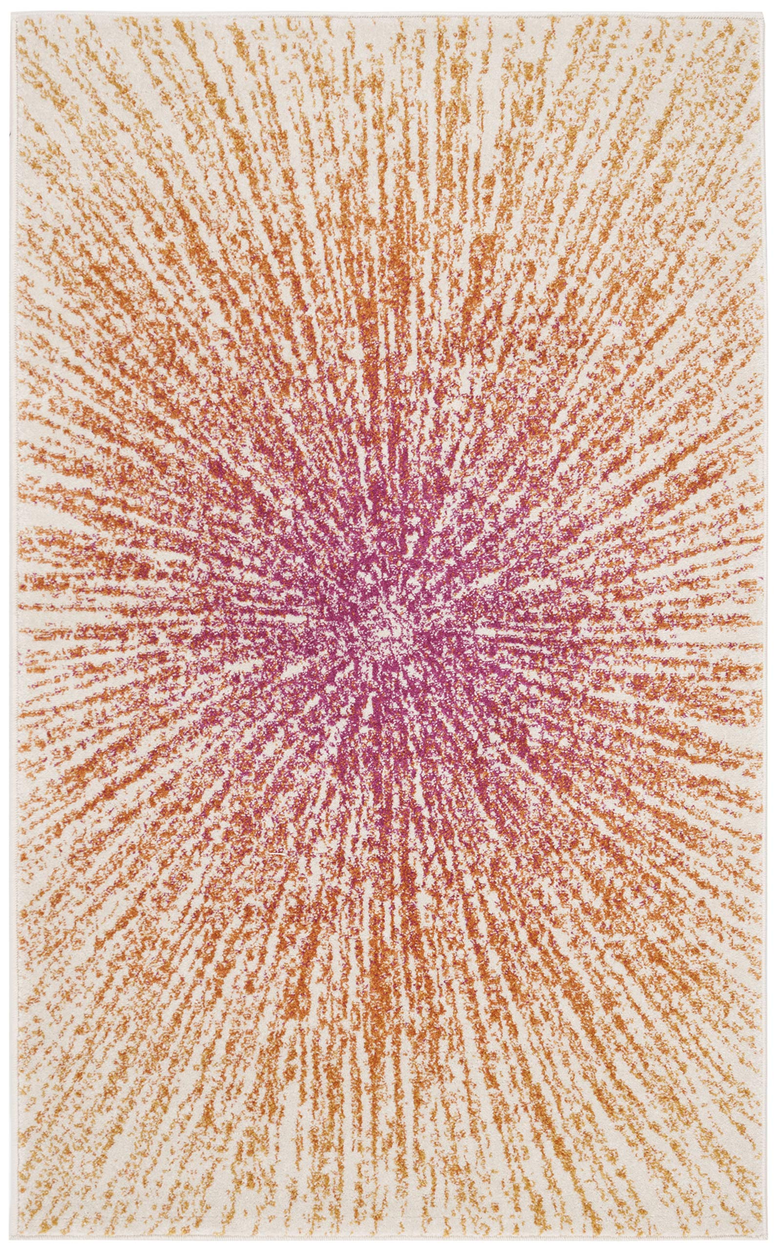 SAFAVIEH Evoke Collection 22 x 5 Fuchsia/Cream EVK228R Abstract Burst Non-Shedding Living Room Bedroom Area Rug