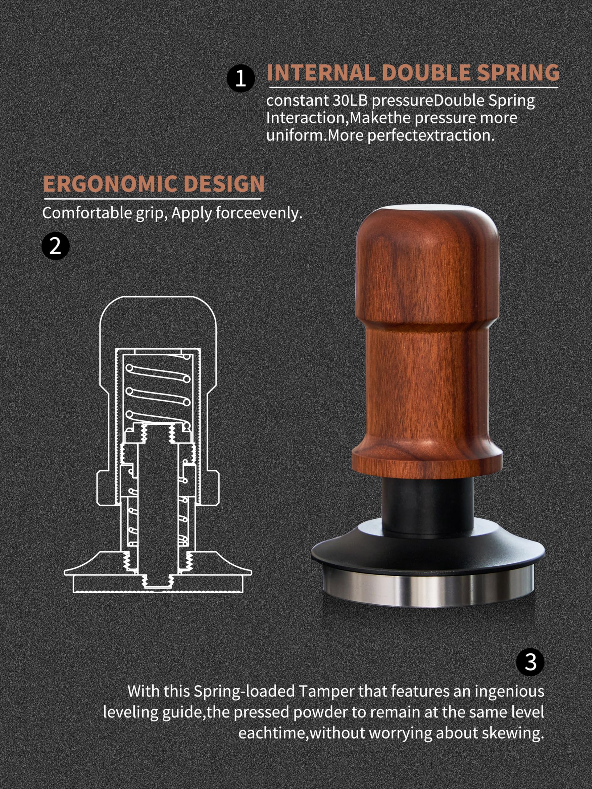 Coosigar 51Mm Espresso Tamper, Premium Barista Coffee Tamper With Constant 30Lb Calibrated Spring Loaded, Stainless Steel Base A