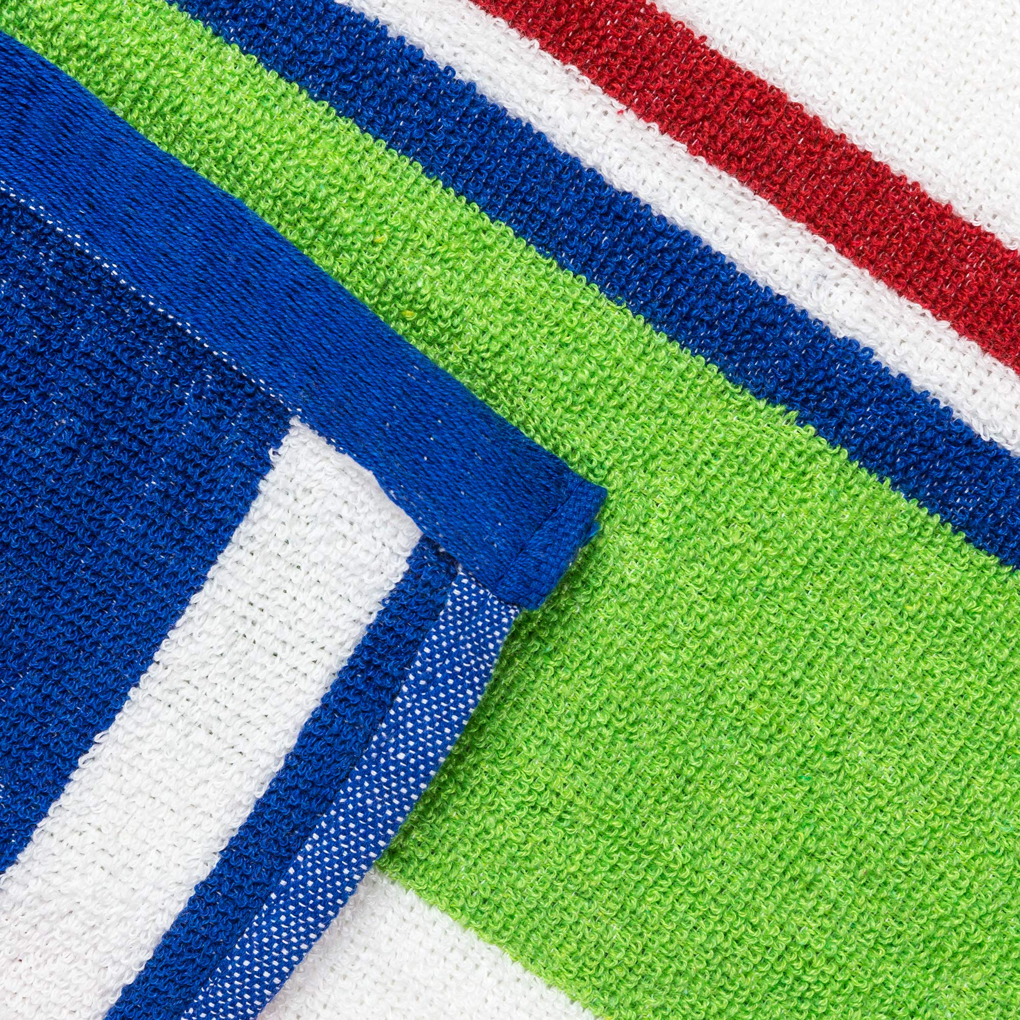 Extra Large Terry Loop Cabana Stripe Beach Towel 34 X 63 Inch Soft Resort Style (Assorted Cabana, 4 Pack)