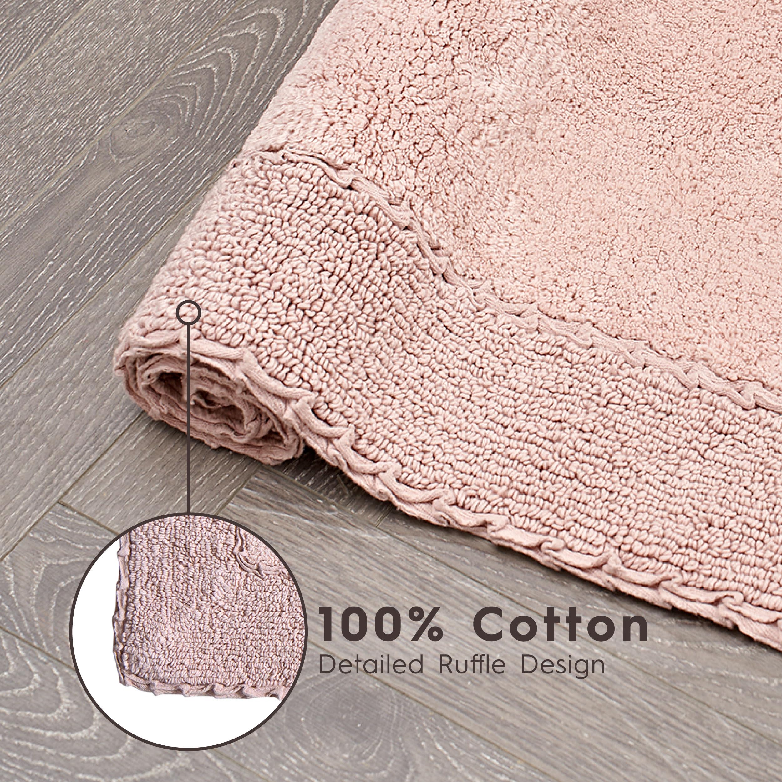 Laura Ashley Ruffle Cotton 2-Piece Bath Rug Set, Blush