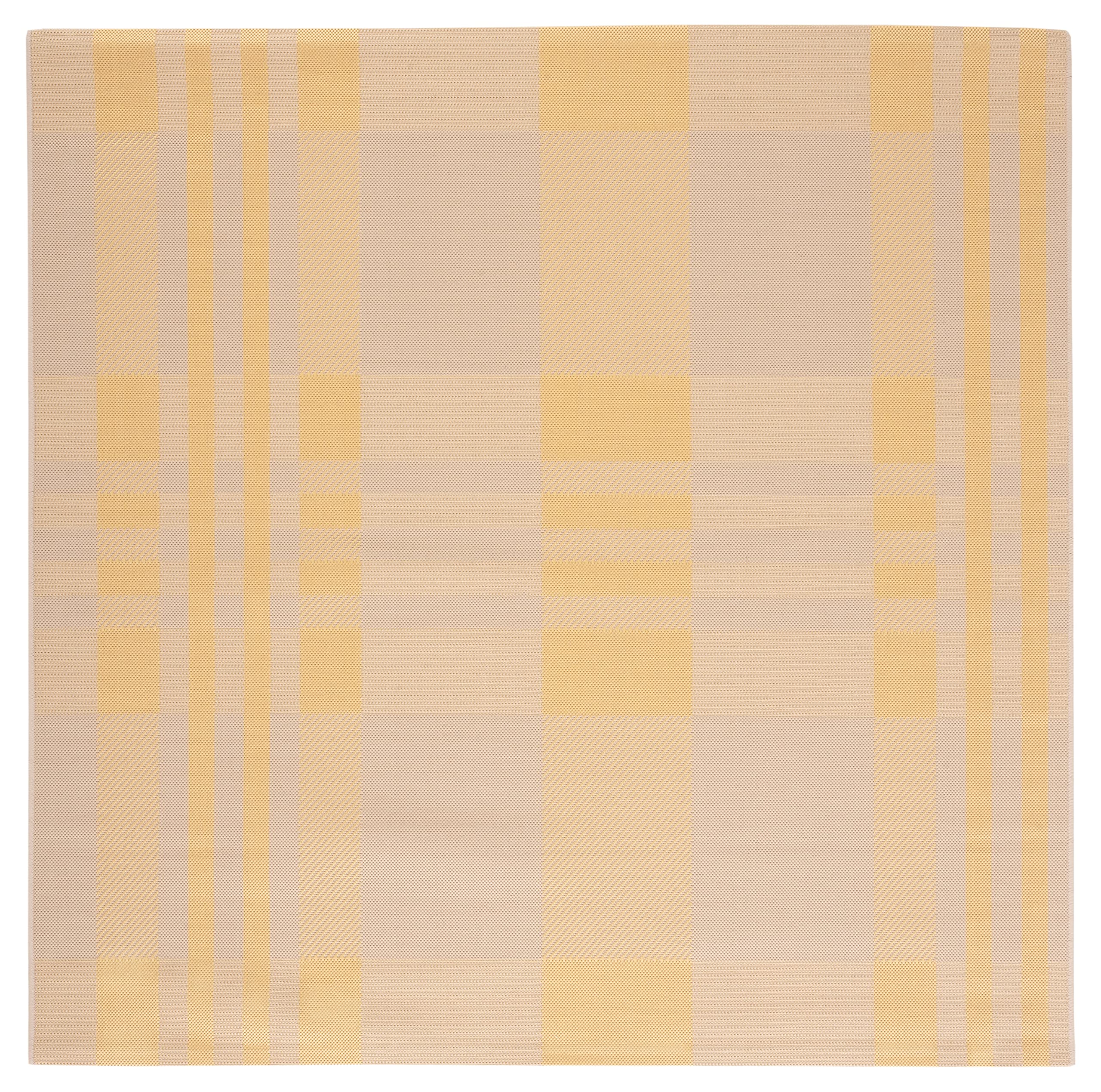 SAFAVIEH Courtyard Collection 67 Square Gold/Beige CY6201 Plaid Indoor/ Outside Waterproof Easy cleansingPatio Backyard Mudroom