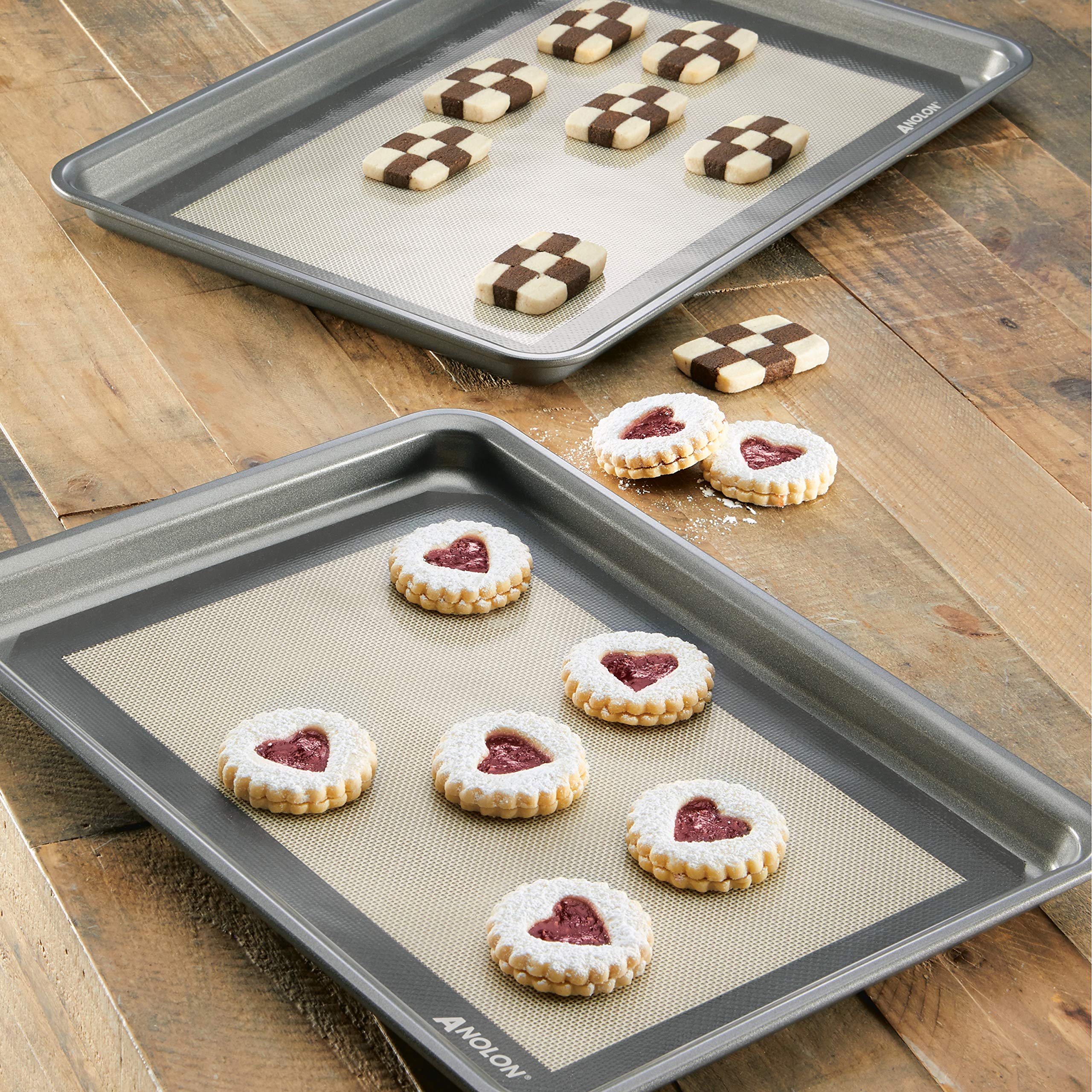Anolon Advanced Bakeware Silicone Baking Mat Set, 2-Piece, Clear With Gray Border