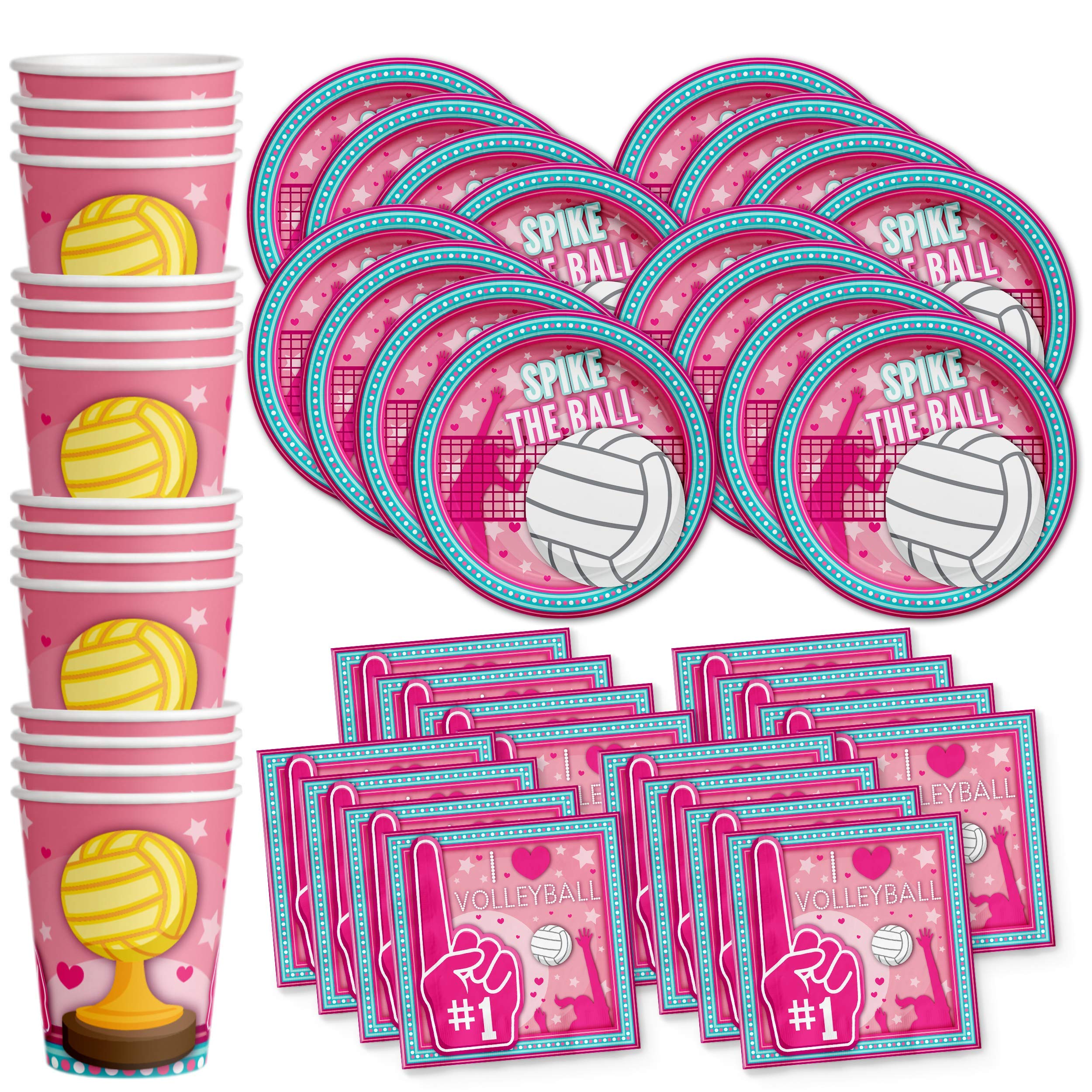 I Love Volleyball Birthday Party Supplies Set Plates Napkins Cups Tableware Kit For 16