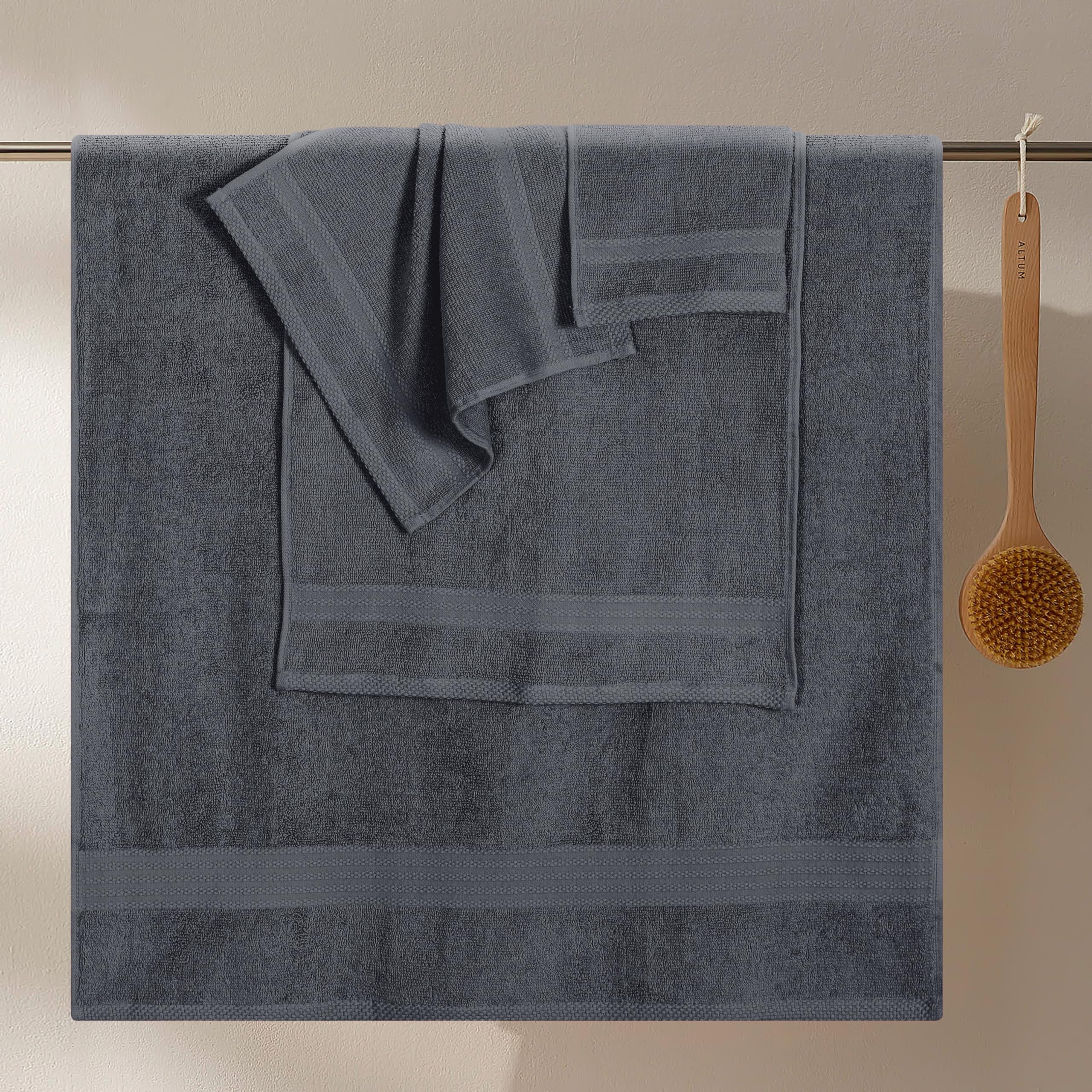 Glamburg Ultra Soft 8-Piece Towel Set - 100% Pure Ringspun Cotton, Contains 2 Oversized Bath Towels 27X54, Hand 16X28, 4 Wash Cl