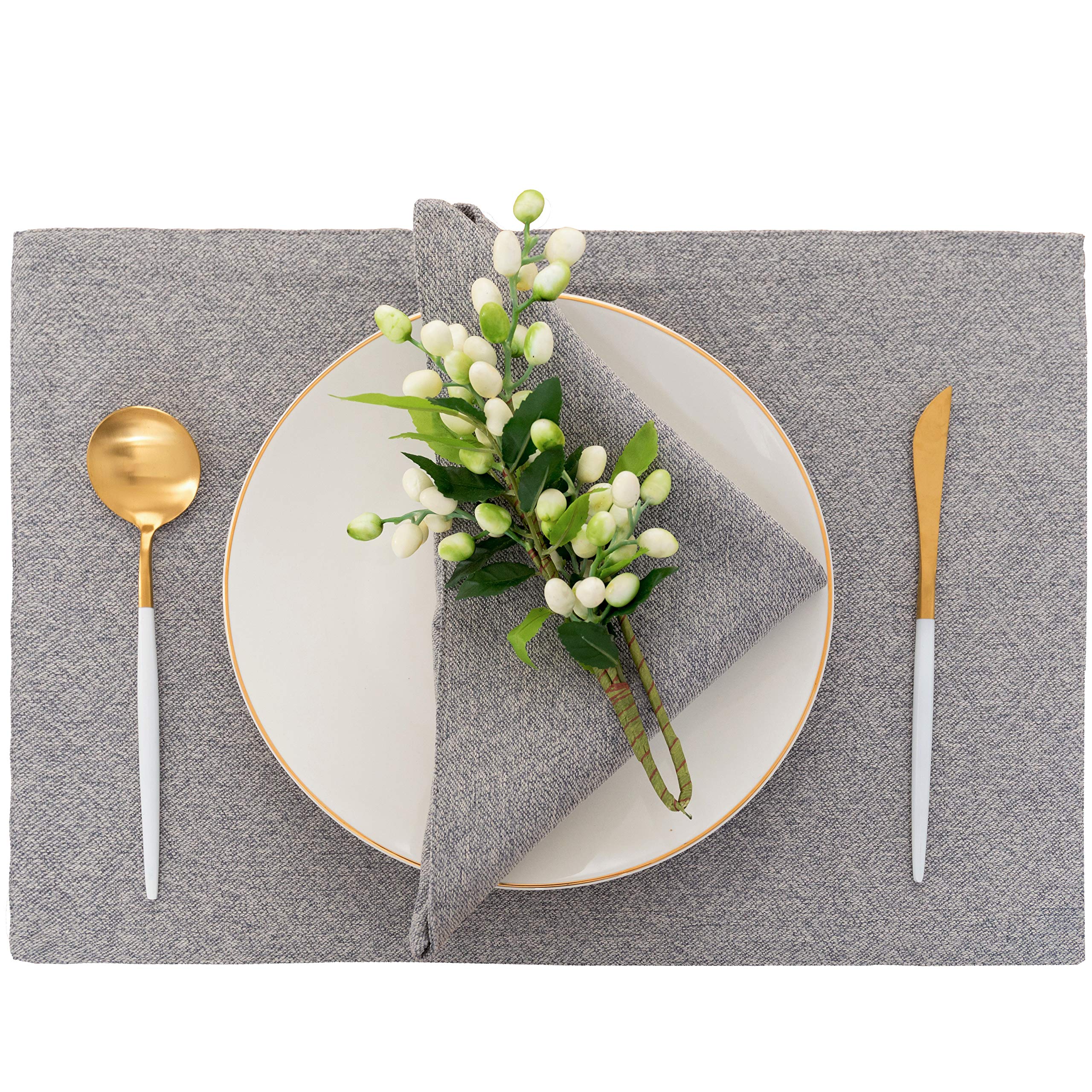 Grey Cloth Placemats Machine Washable, Spring Garden Home Durable Placemat For Kitchen Dining Tables Indoor Outdoor, 13X19 Inch