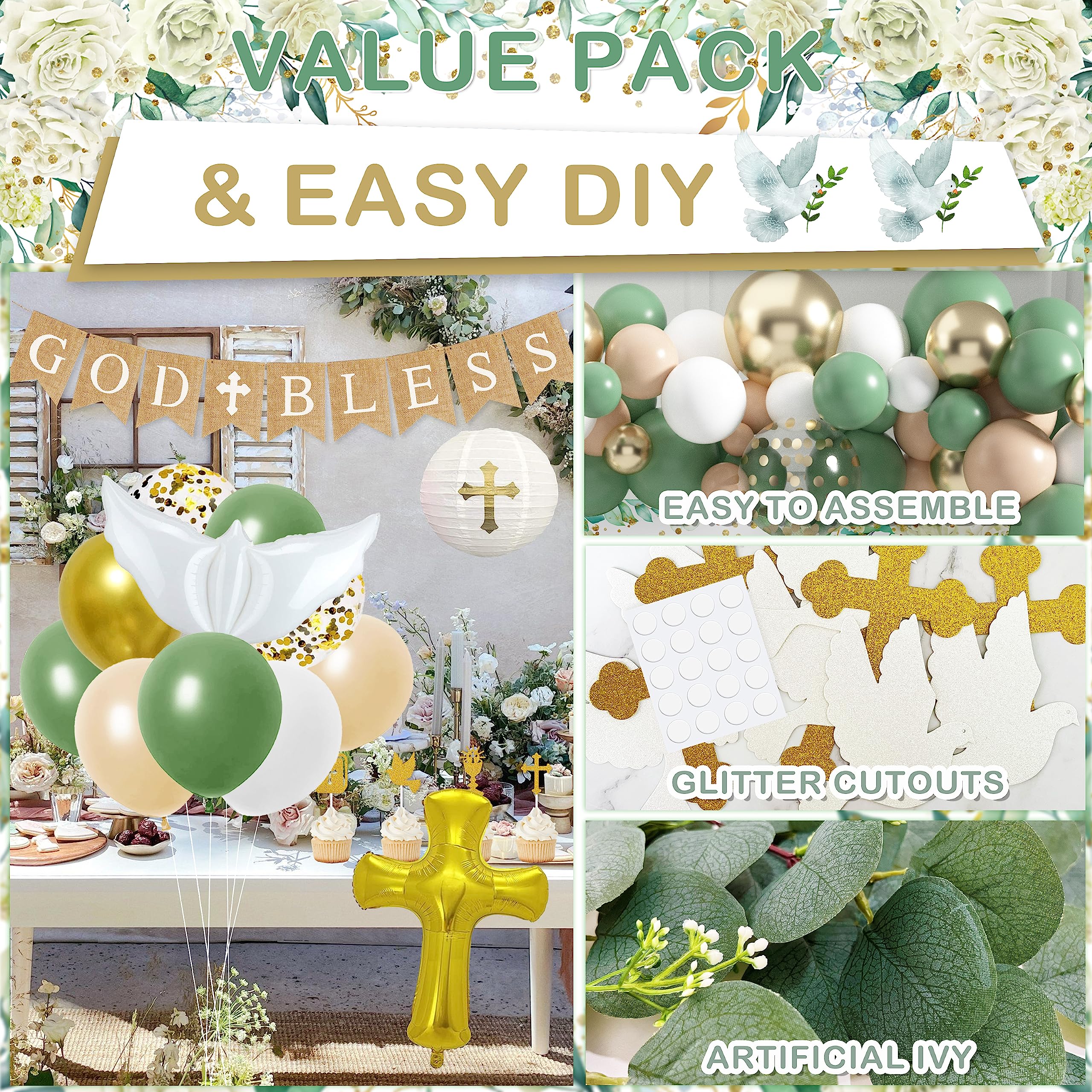 Baptism Party Decorations Mi Bautizo Party Supplies First Communion Decor Boys Girls Baby Shower Christening Decorations God Ble
