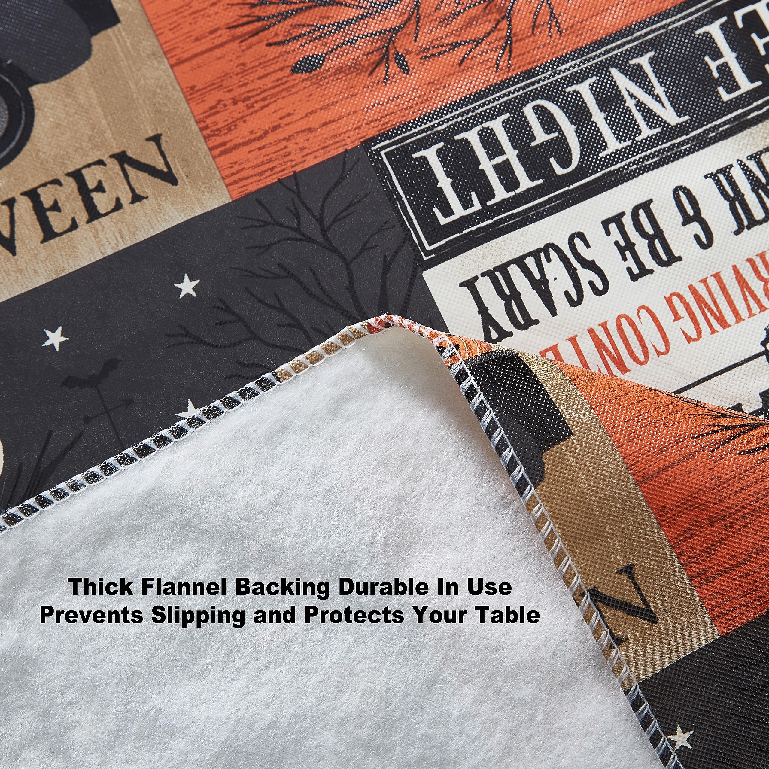 Newbridge Halloween Rustic Spooky Farm 52 x 70 Inch Rectangle Vinyl Tablecloth with Flannel Backing
