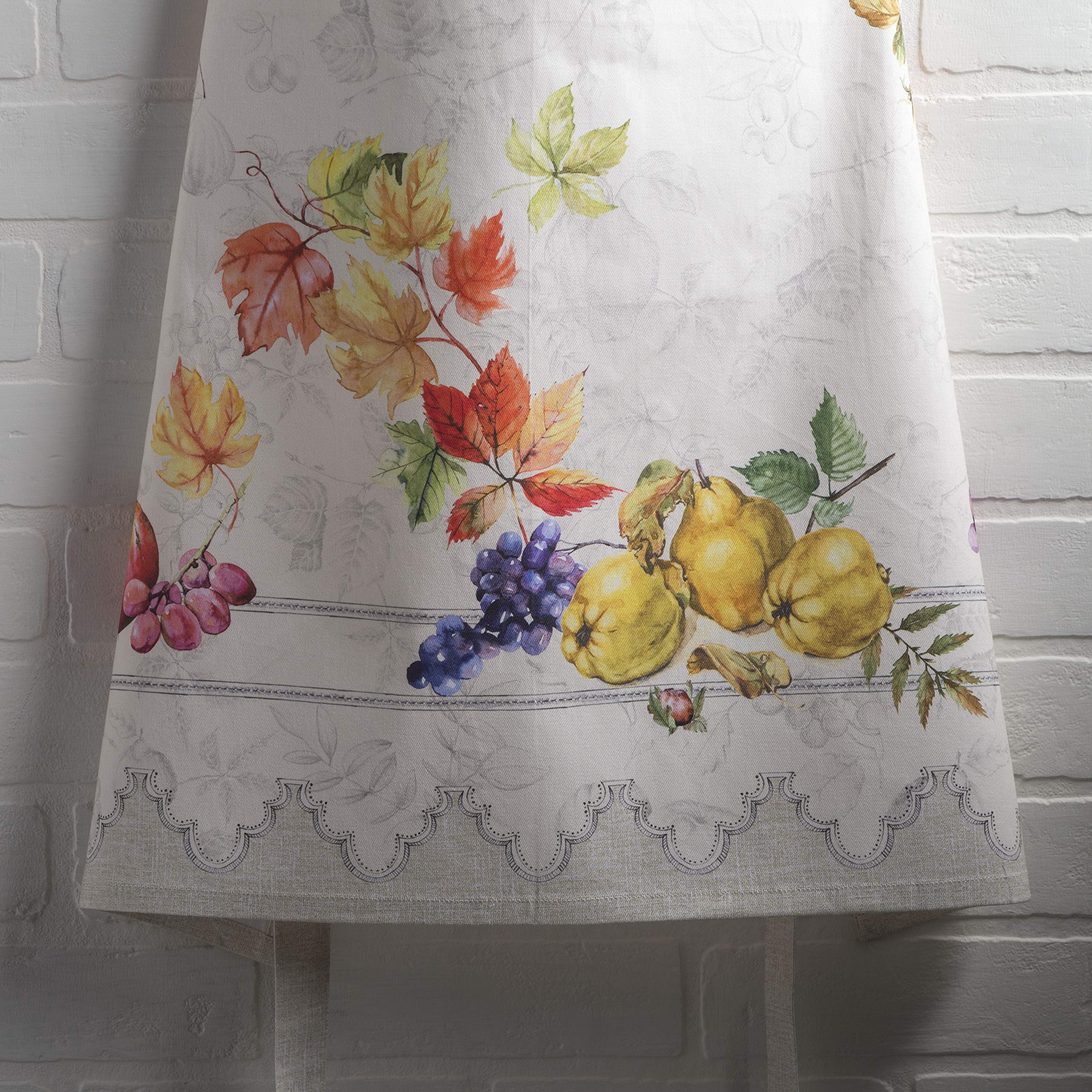 Maison D' Hermine Fruit D'Hiver 100% Cotton 1 Piece Kitchen Apron With An Adjustable Neck & Hidden Centre Pocket With Long Ties