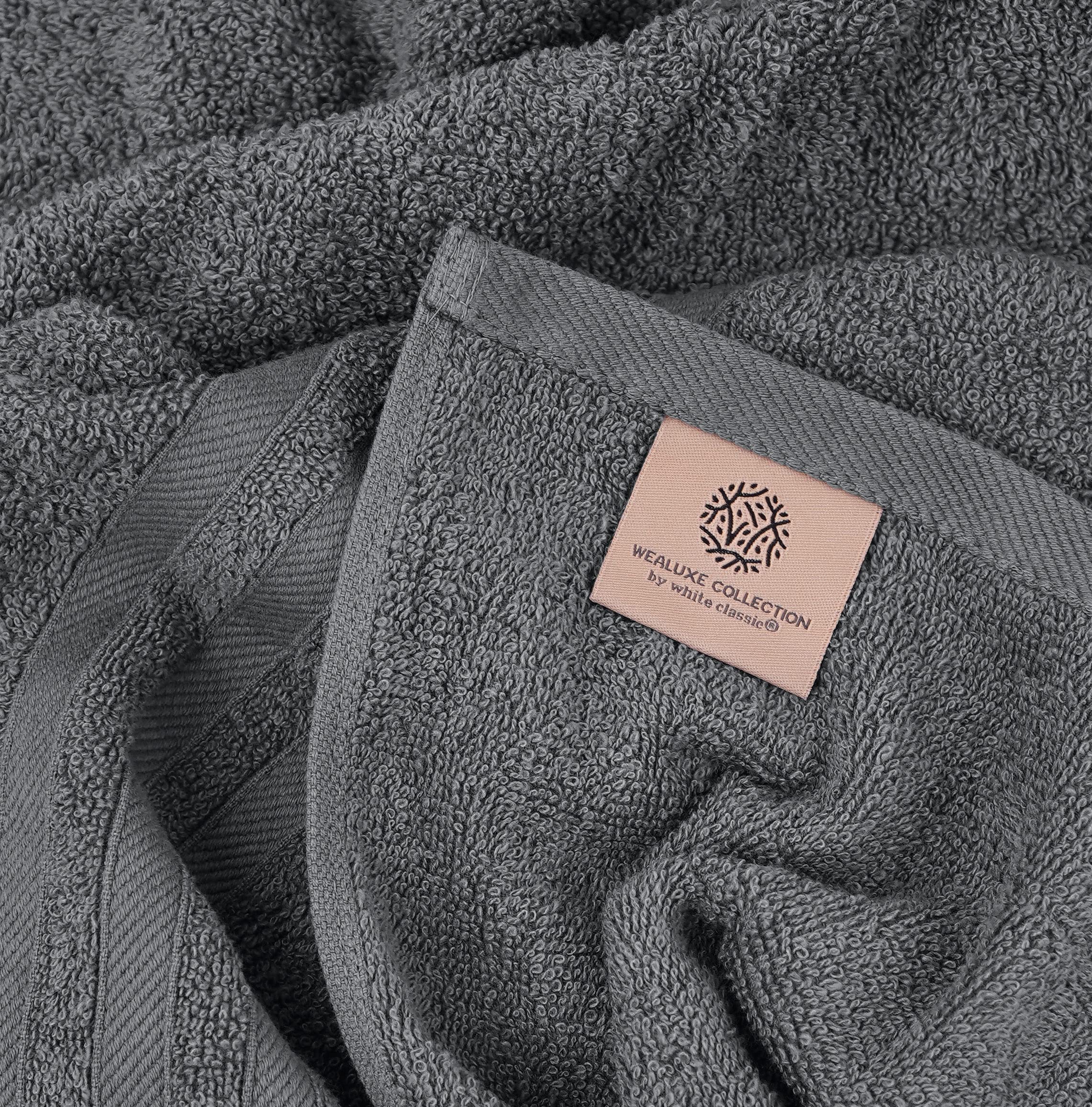 White Classic Wealuxe Grey Towels For Bathroom 6 Pack, Cotton Bath Towel Set For Hotel, Gym, Spa, Soft Extra Absorbent Quick Dry