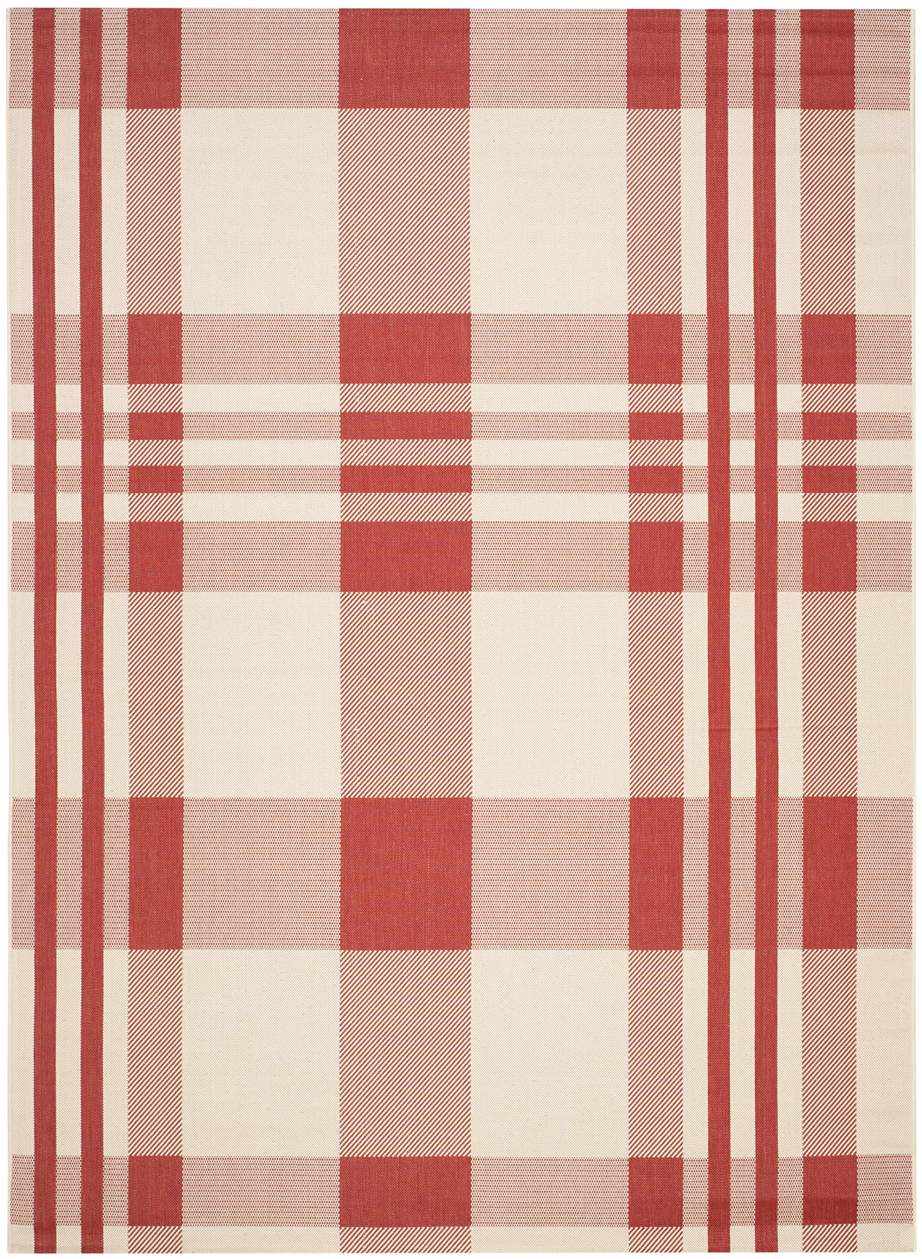 SAFAVIEH Courtyard Collection 8 x 11 Red/Bone CY6201 Plaid Indoor/ Outdoor Patio Backyard Mudroom Area Rug