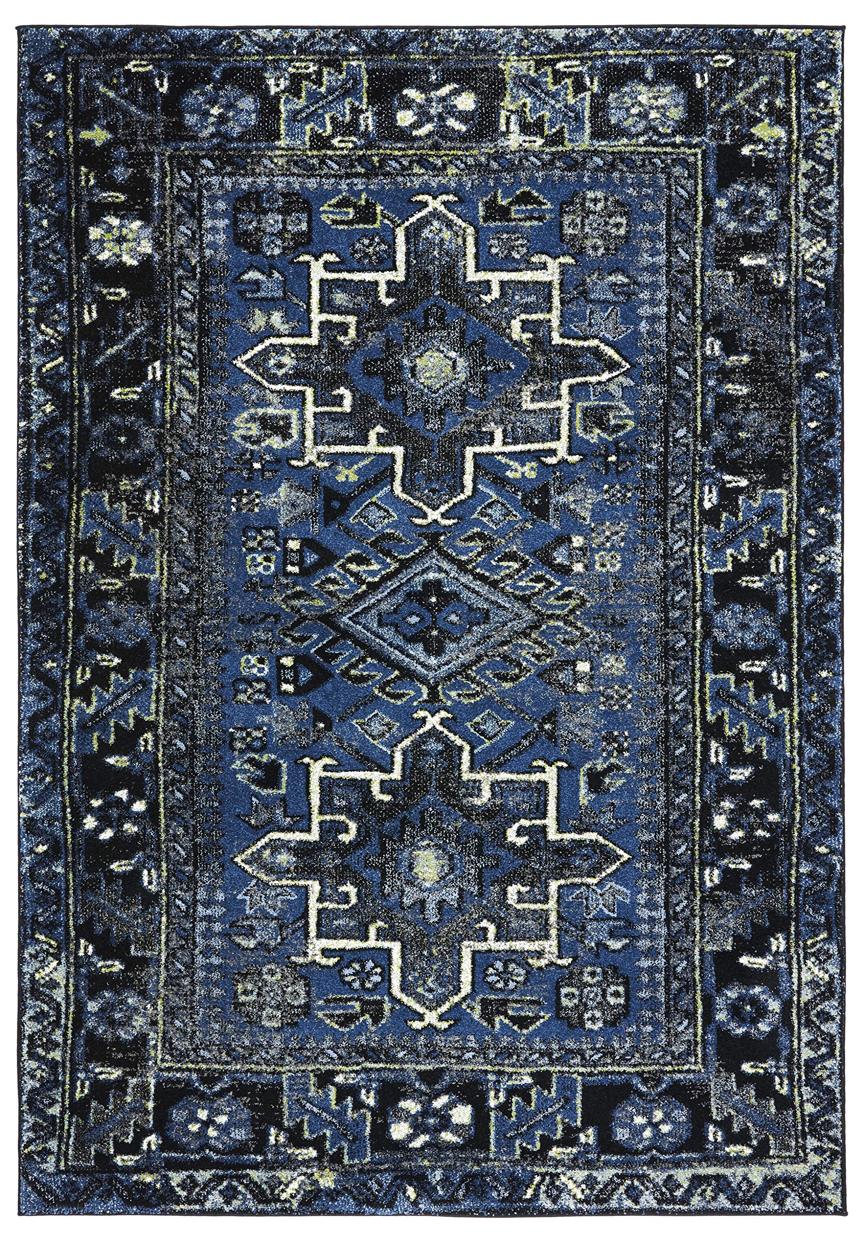 SAFAVIEH Vintage Hamadan Collection Accent Rug - 23 x 4, Blue & Grey, Oriental Persian Design, Non-Shedding & Easy Care, Ideal