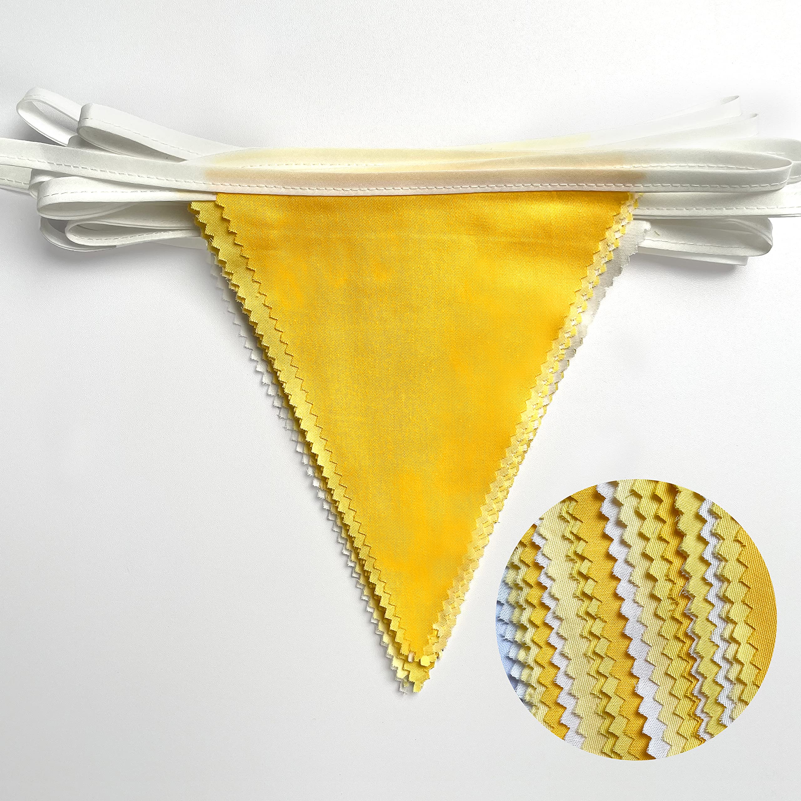 32Ft Yellow Party Decorations Yellow White Pennant Banner Fabric Triangle Flag Bunting Garland For Lemon Bee Sunflower Birthday