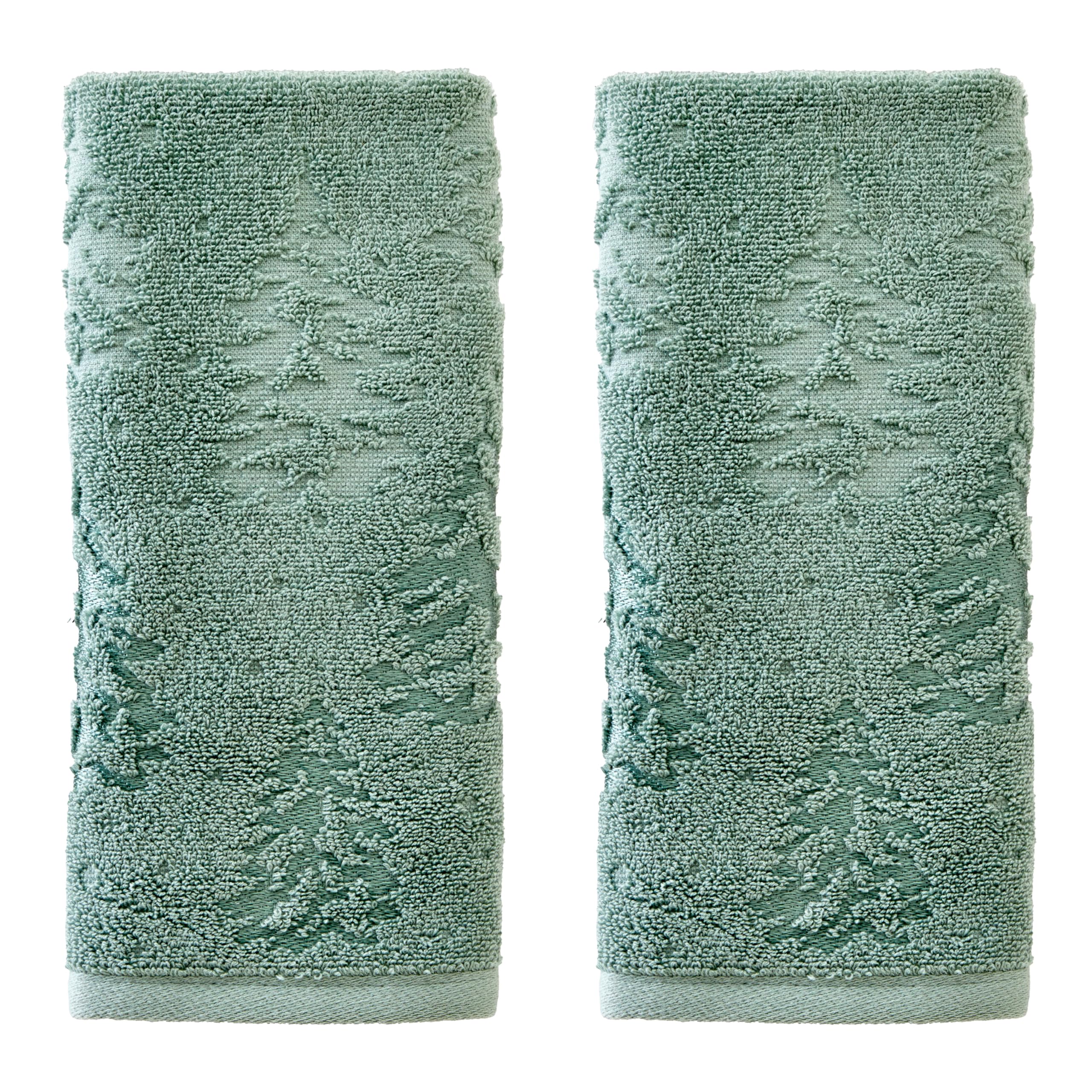 Skl Home Fall/Winter/Christmas Wispy Trees Hand Towel 2Pc Set For Bath/Kitchen/Bar & Gift, Sage