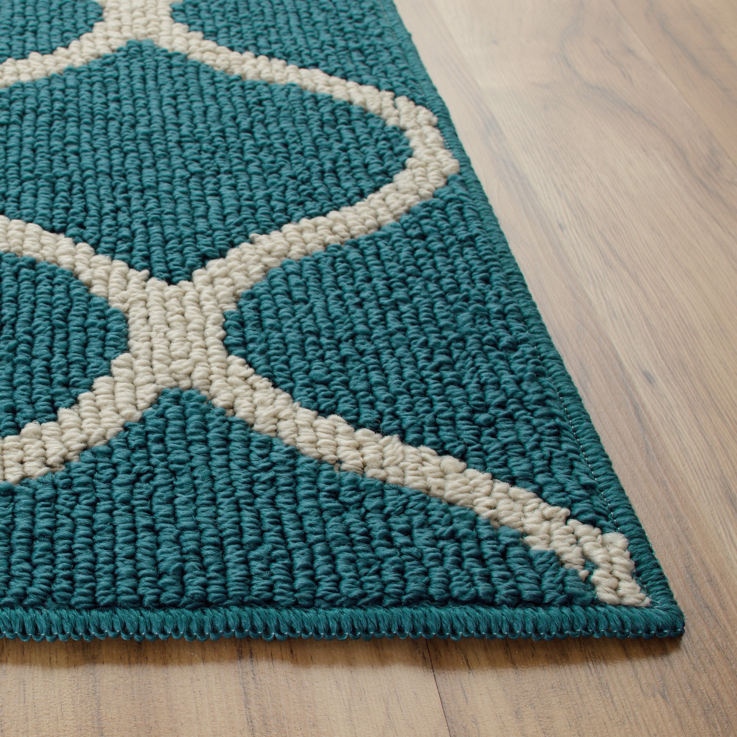 Maples Rugs Rebecca Contemporary Area Rugs for Living Room & Bedroom [Made in USA], 5 x 7, Teal/Sand