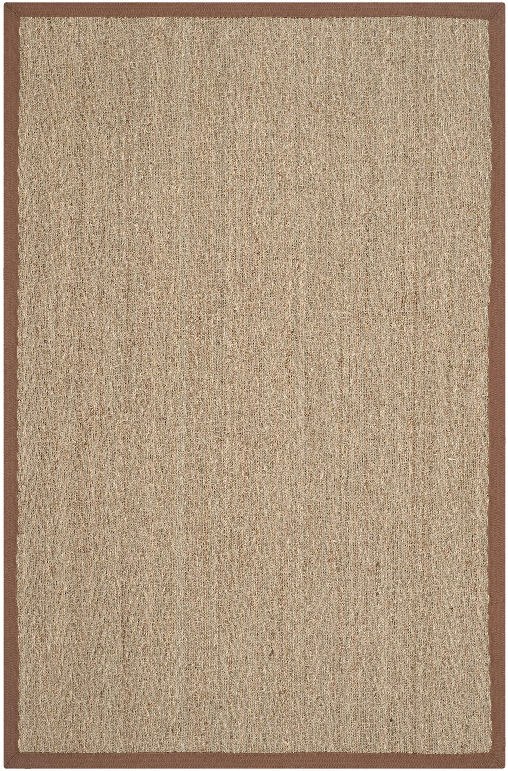 SAFAVIEH Natural Fiber Collection Accent Rug - 2 x 3, Natural & Brown, Border Herringbone Seagrass Design, Easy Care, Ideal fo