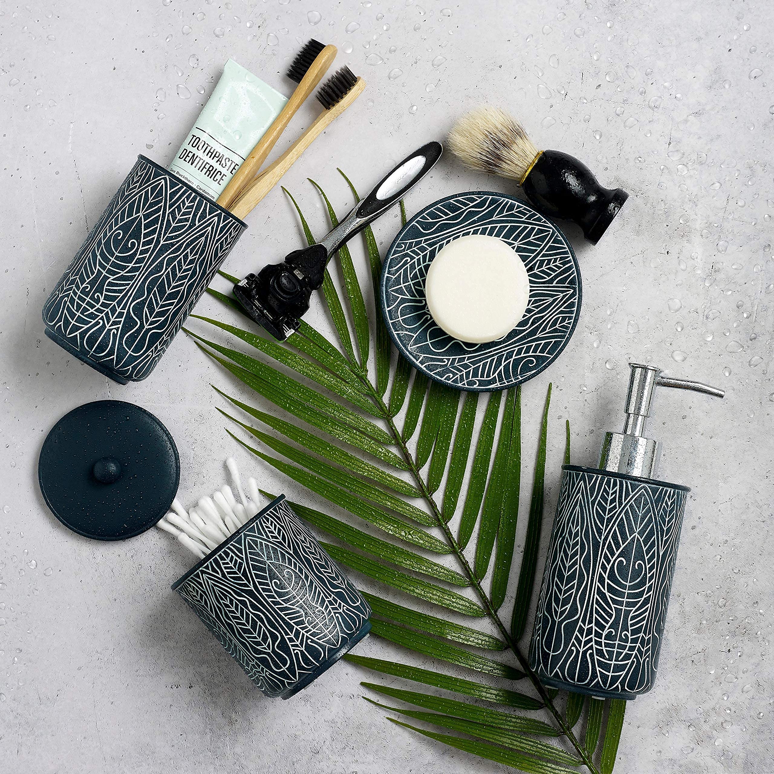 Premium Navy Blue Bathroom Accessories Set. Blue Bathroom Set. Blue Bathroom Decor. Accesorios Para Ba